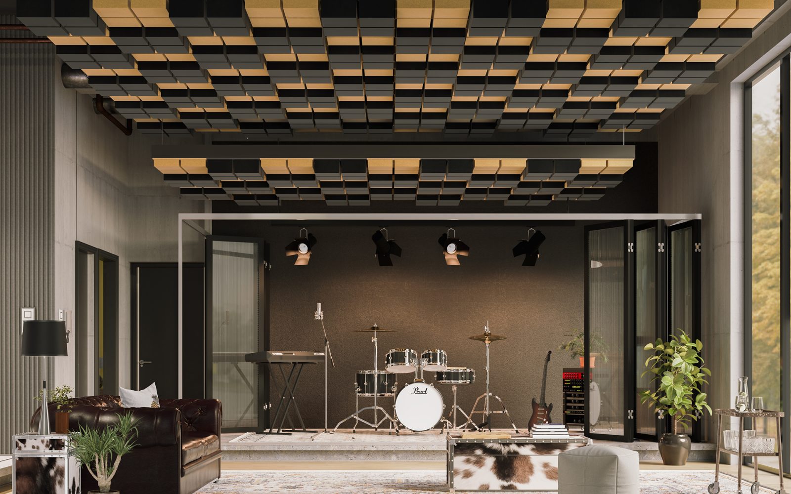 Vista, Desert Ceiling Frames | Piano Black, Turmeric | Premier Collection