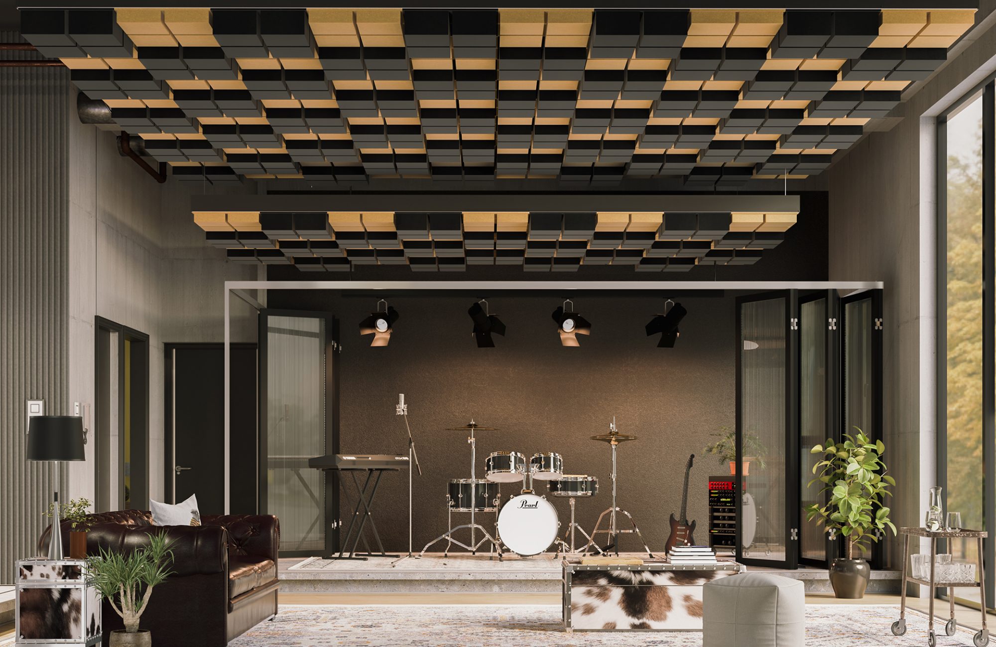 Vista, Desert Ceiling Frames | Piano Black, Turmeric | Premier Collection