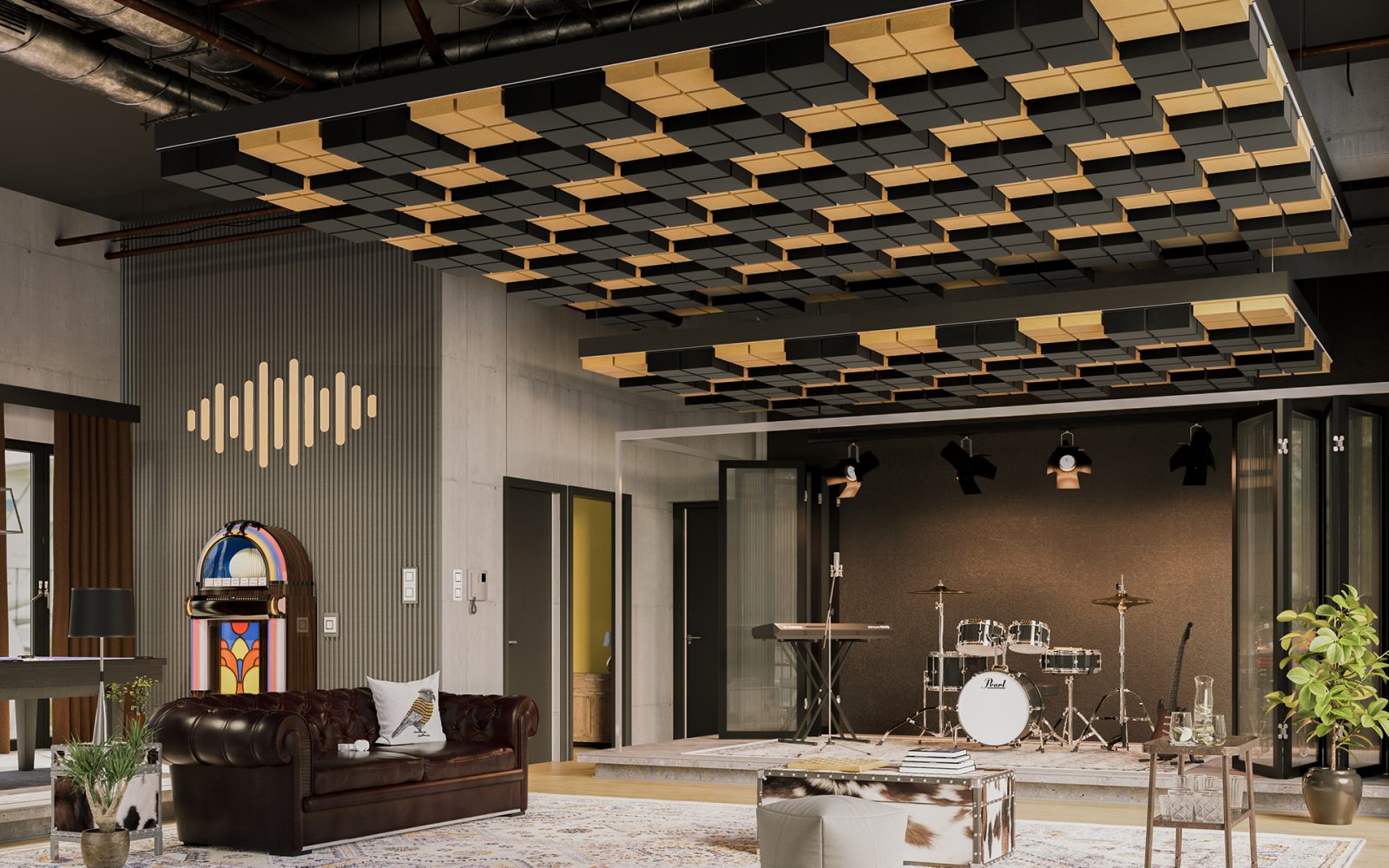 Vista, Desert Ceiling Frames | Piano Black, Turmeric | Premier Collection