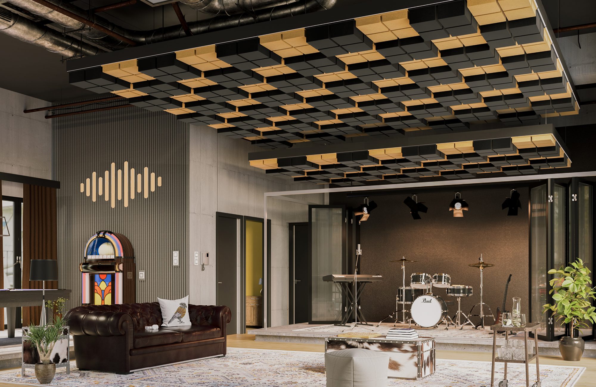 Vista, Desert Ceiling Frames | Piano Black, Turmeric | Premier Collection