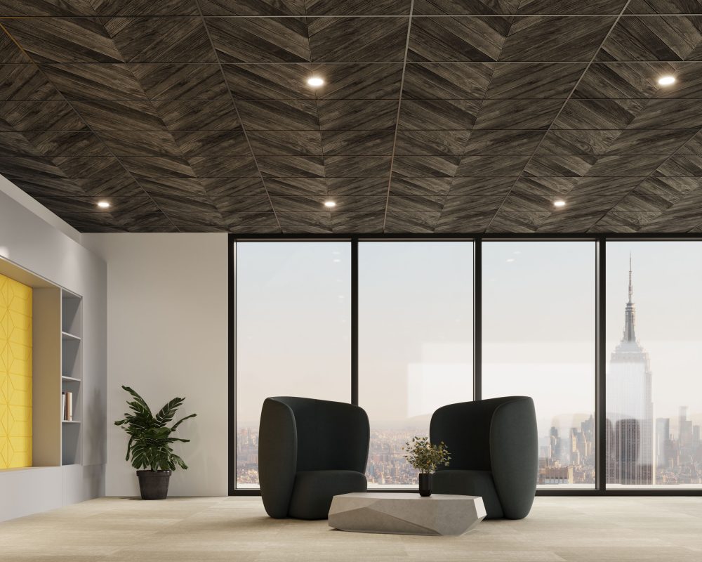 Printed Ceiling Panels | Chevron Timber Black | Printed Collection