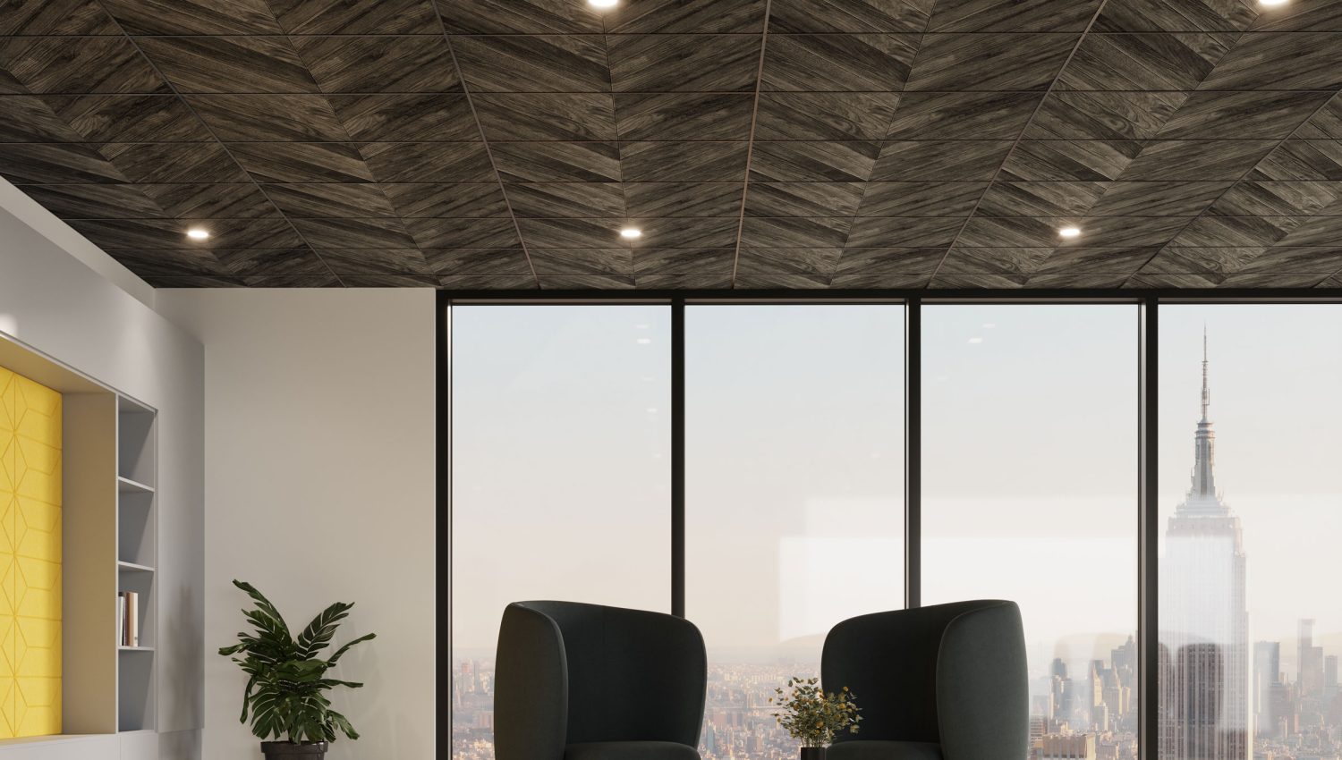 Printed Ceiling Panels | Chevron Timber Black | Printed Collection