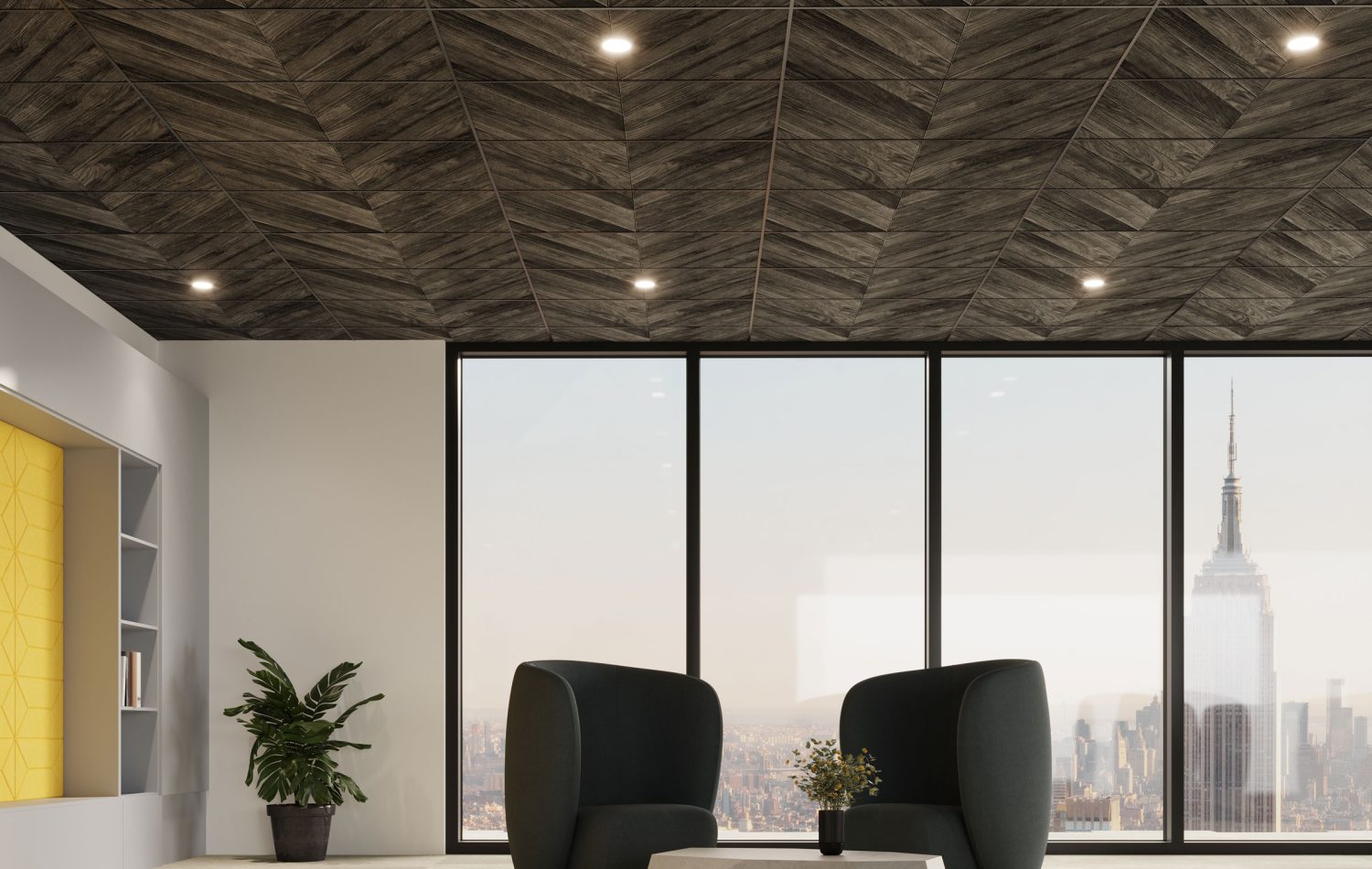 Printed Ceiling Panels | Chevron Timber Black | Printed Collection