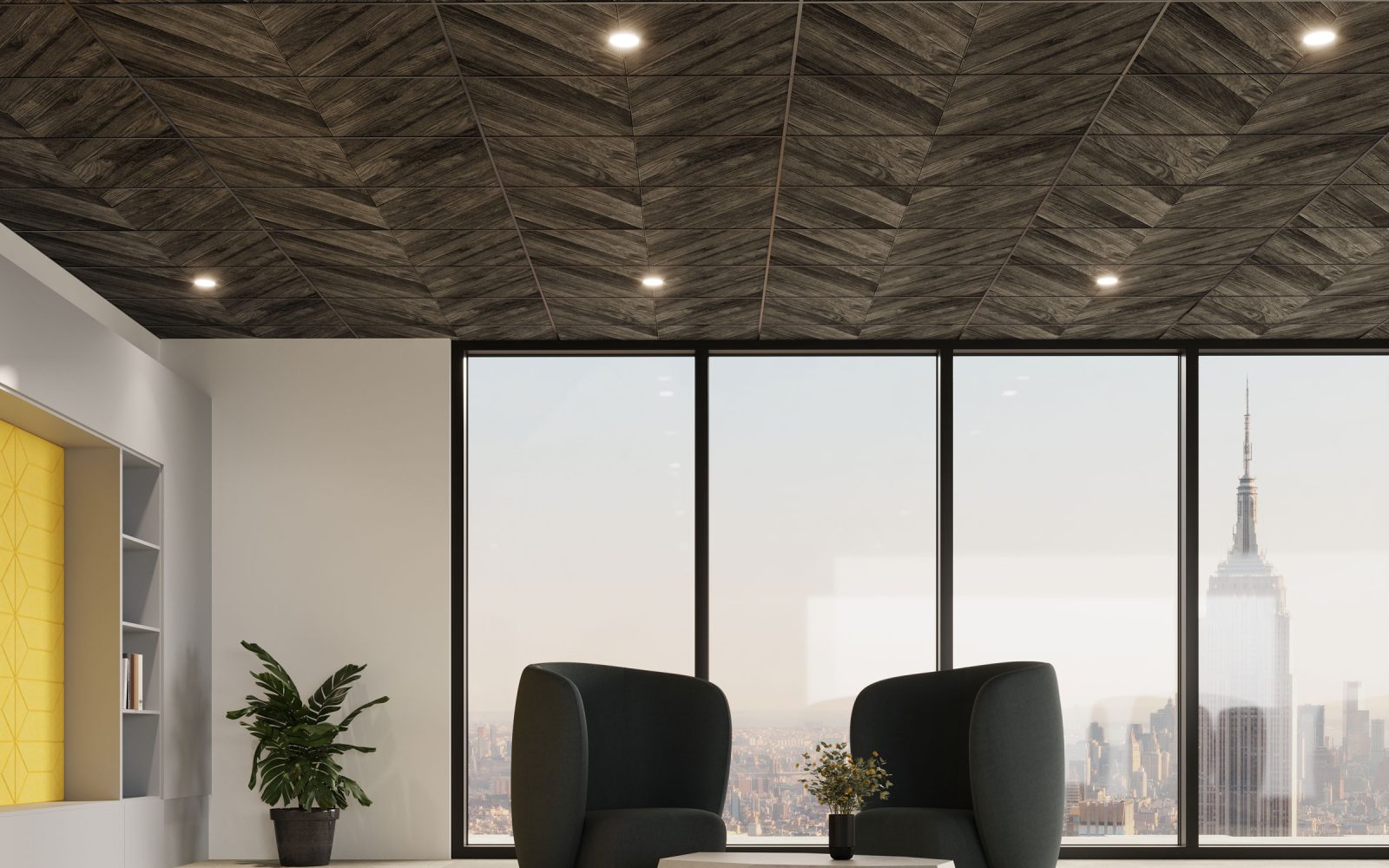 Printed Ceiling Panels | Chevron Timber Black | Printed Collection
