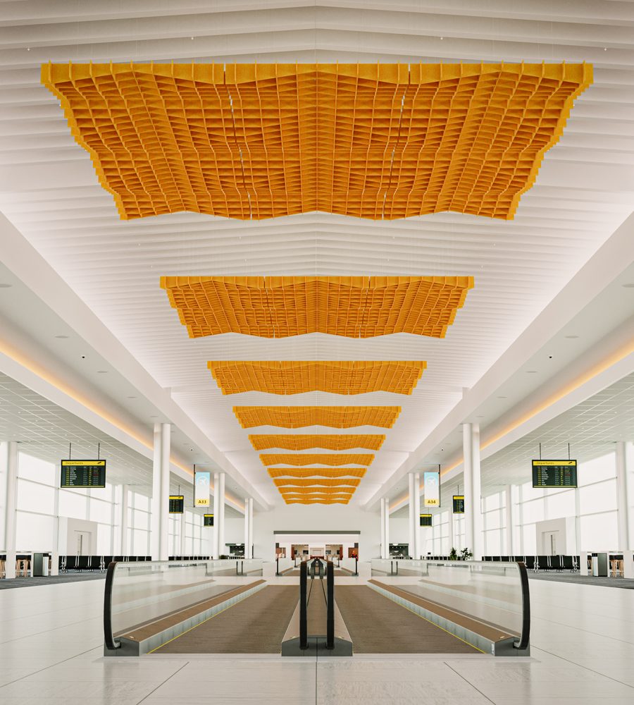 Interlace, Network Ceiling Clouds | Carrot | Premier Collection