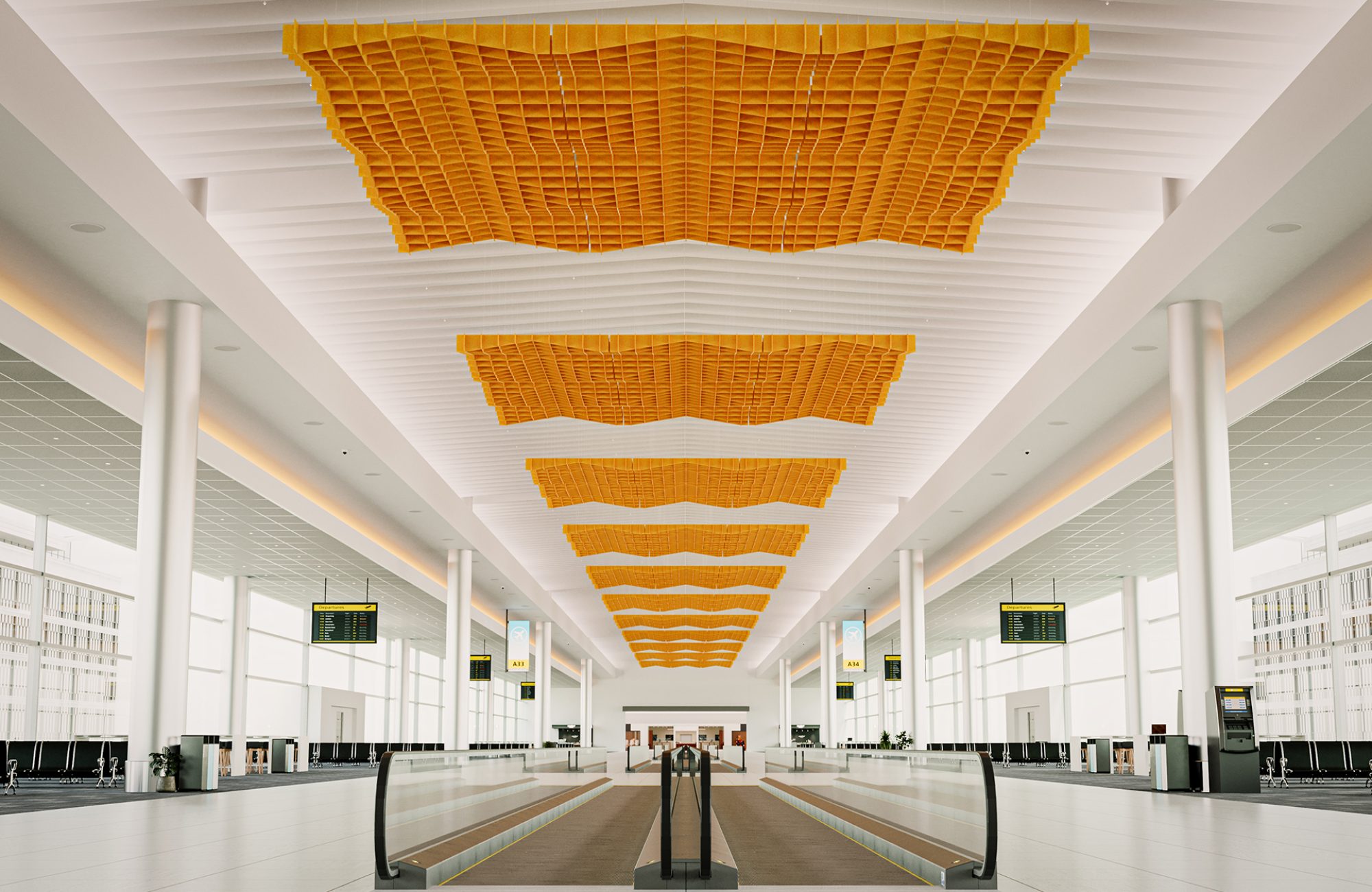Interlace, Network Ceiling Clouds | Carrot | Premier Collection