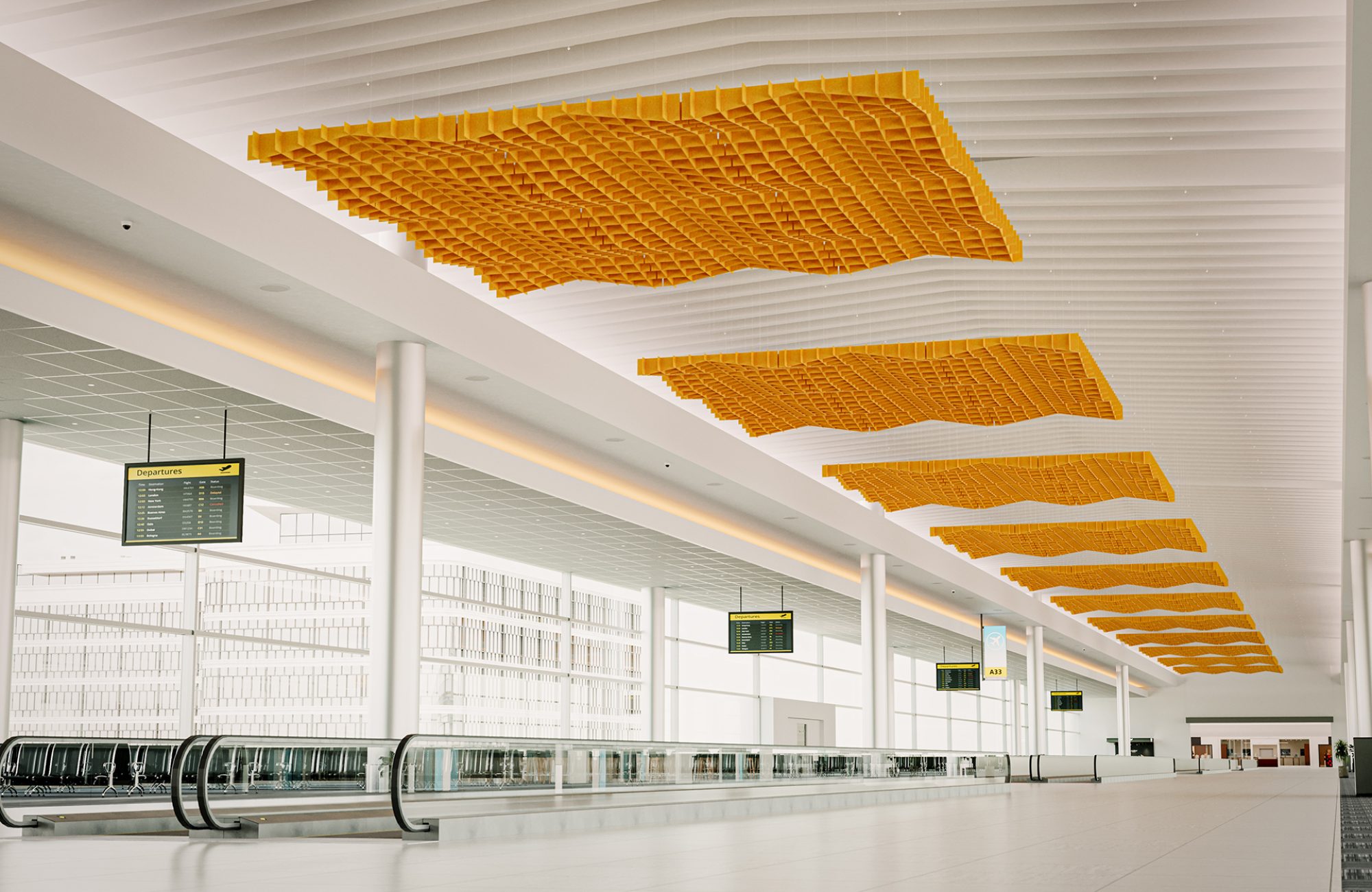 Interlace, Network Ceiling Clouds | Carrot | Premier Collection