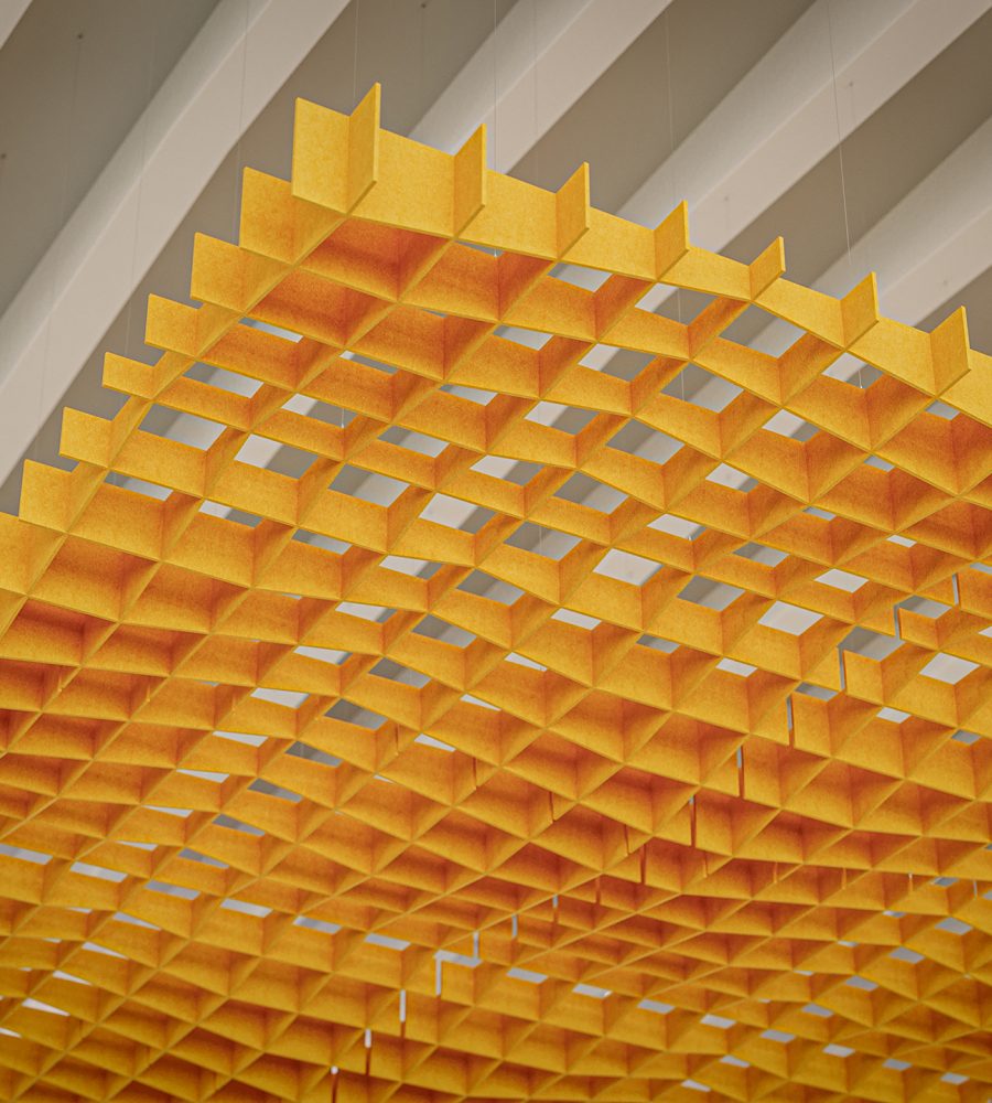 Interlace, Network Ceiling Clouds | Carrot | Premier Collection