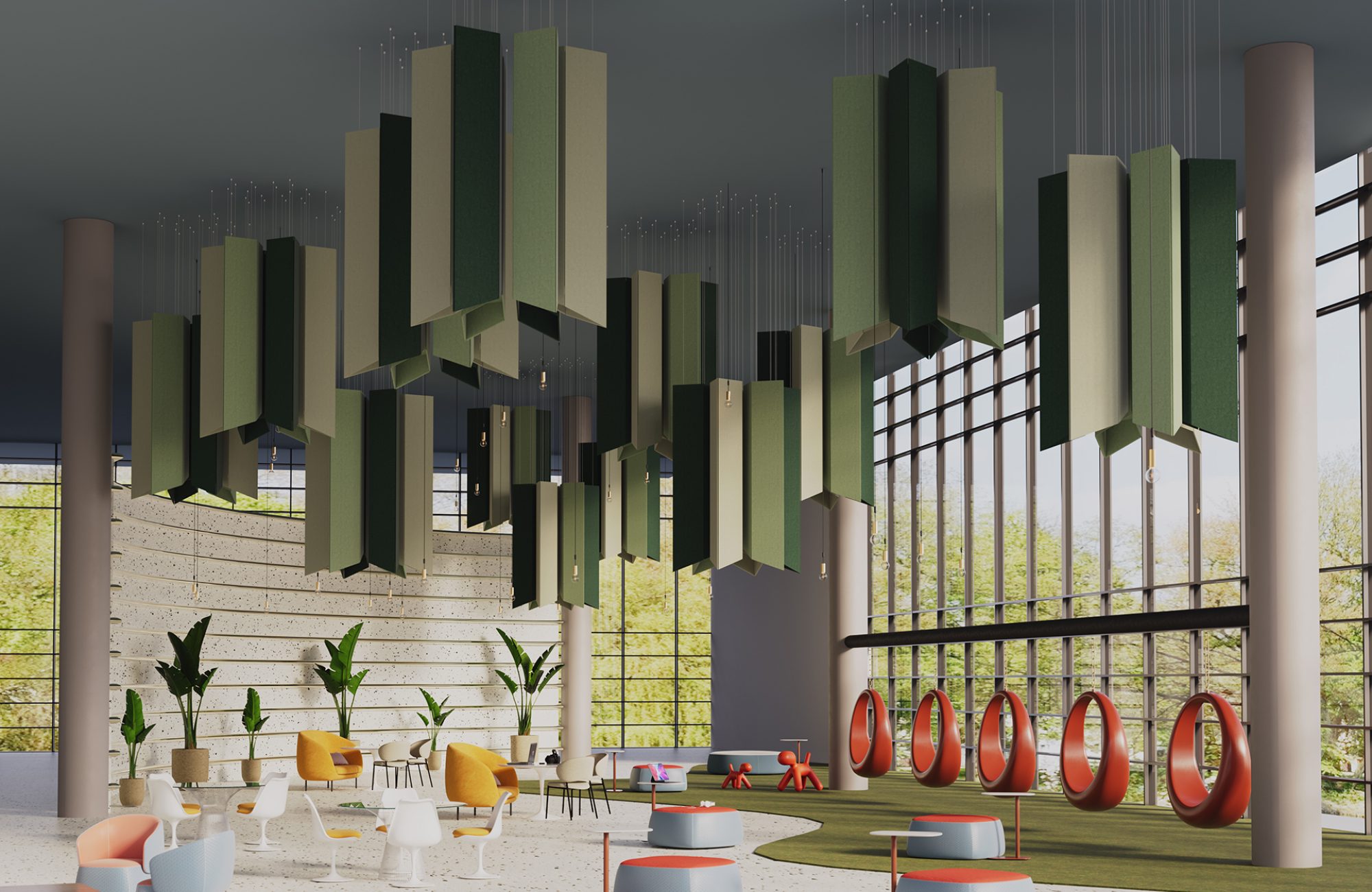Pendant, Diamond Ceiling Clouds | Celery, Kale, Sencha | Premier Collection