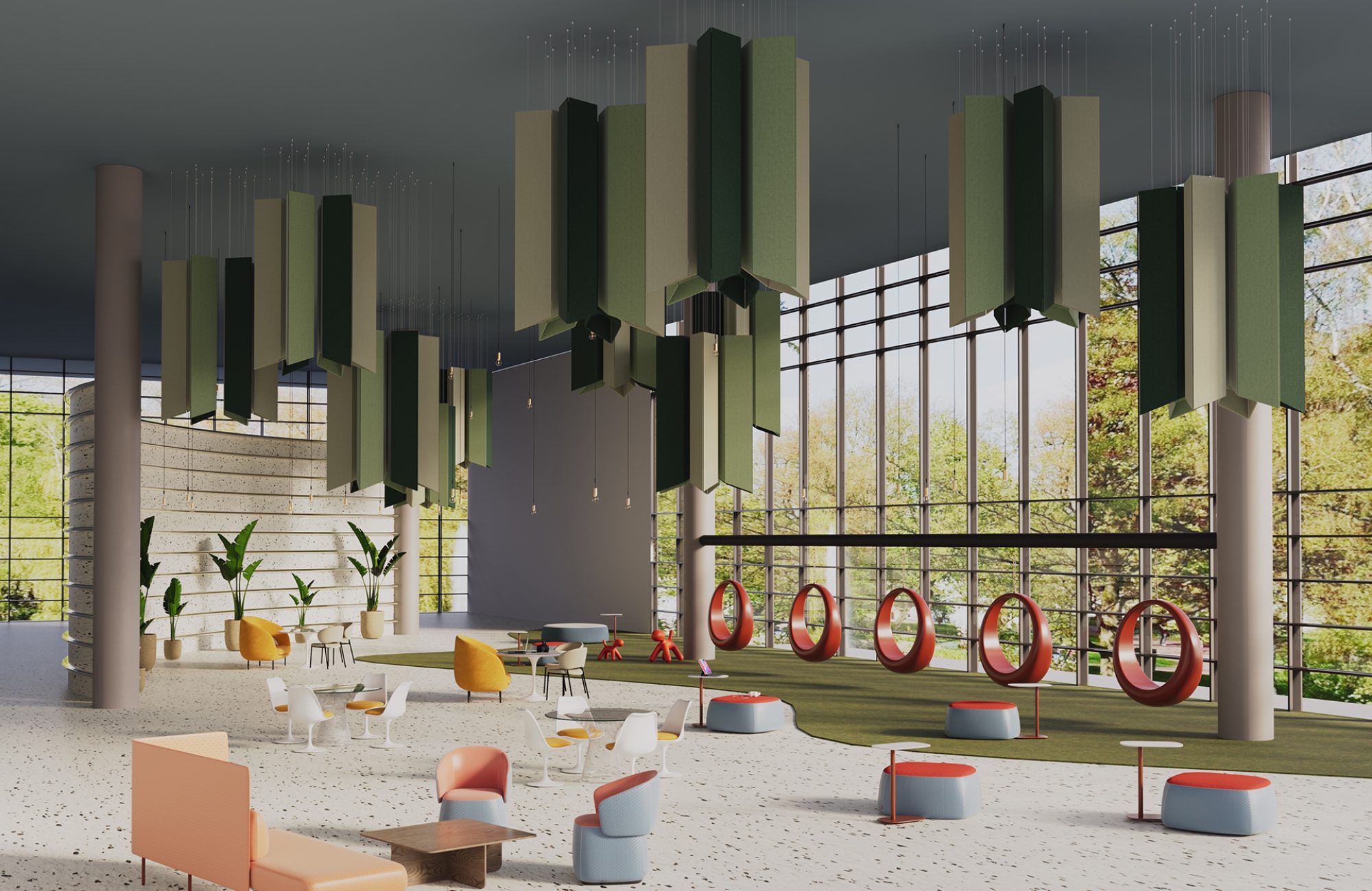 Pendant, Diamond Ceiling Clouds | Celery, Kale, Sencha | Premier Collection
