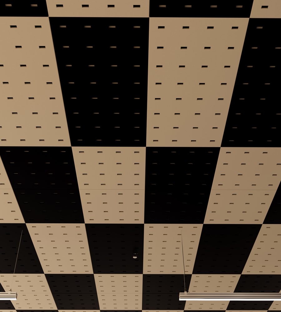 Pixel, Rectangle Ceiling Panels | Almond, Flint | Premier Collection
