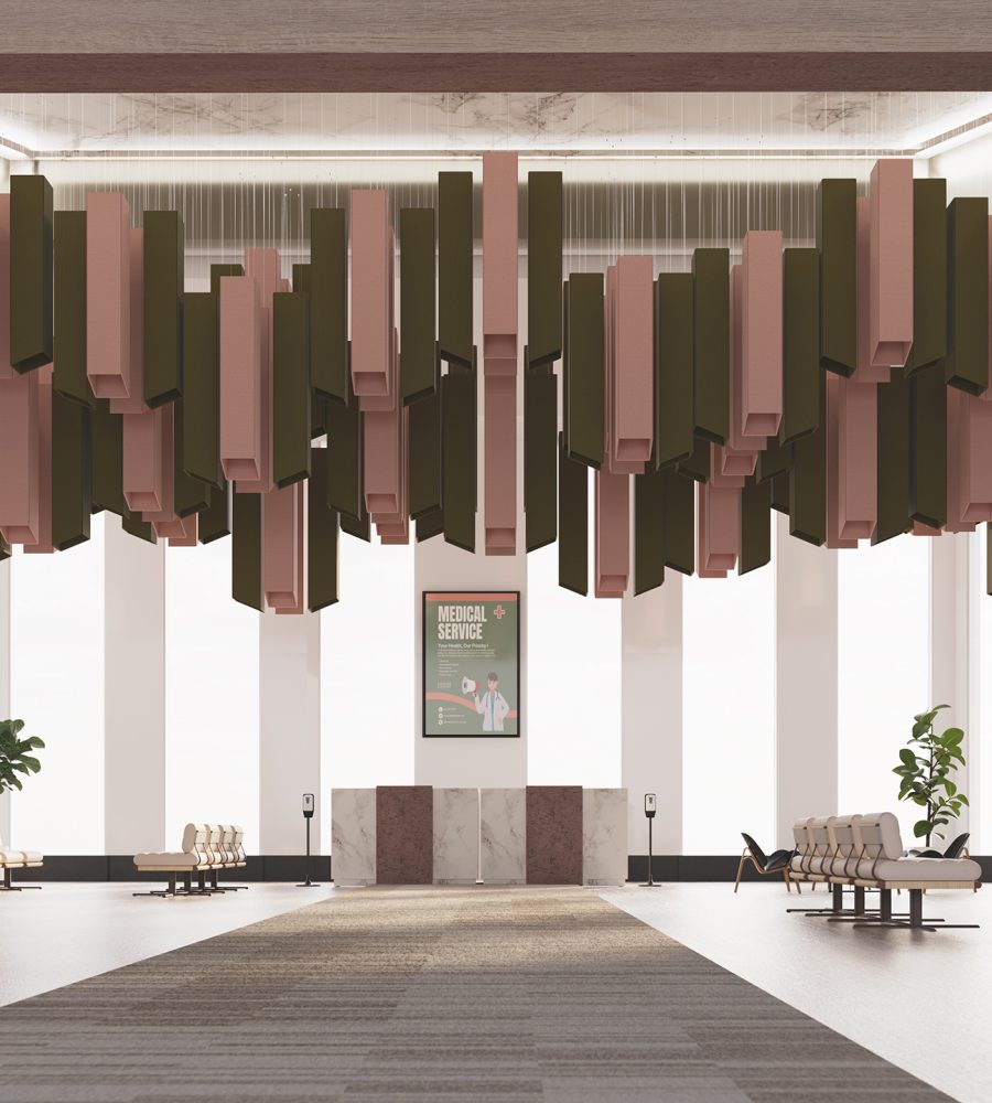 Pendant, Square Ceiling Clouds | Eucalyptus, Flamingo | Premier Collection
