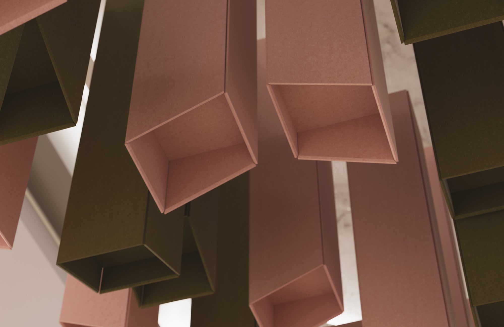 Pendant, Square Ceiling Clouds | Eucalyptus, Flamingo | Premier Collection