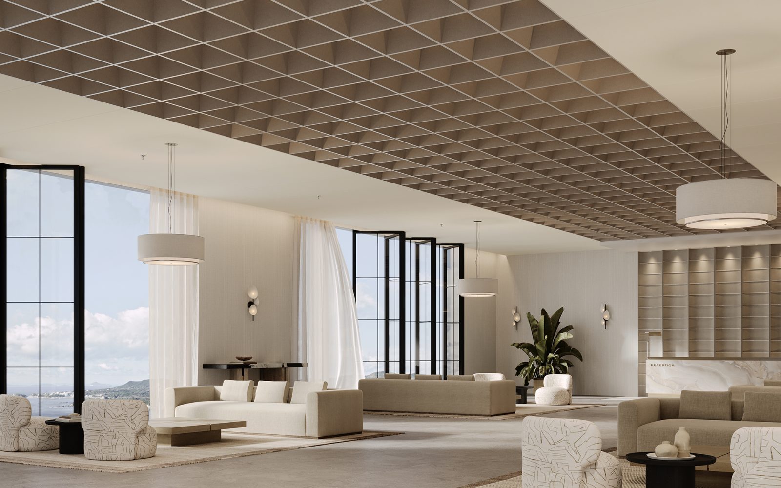 Castillo Ceiling Tiles | Mushroom | Premier Collection
