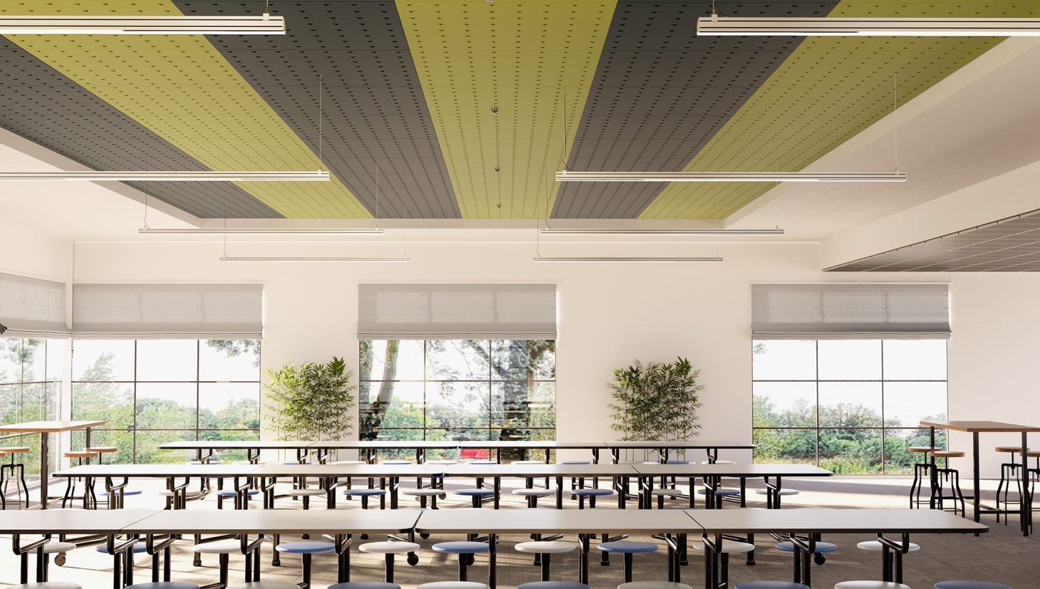 Pixel, Triangle Ceiling Panels | Denim, Wasabi | Premier Collection