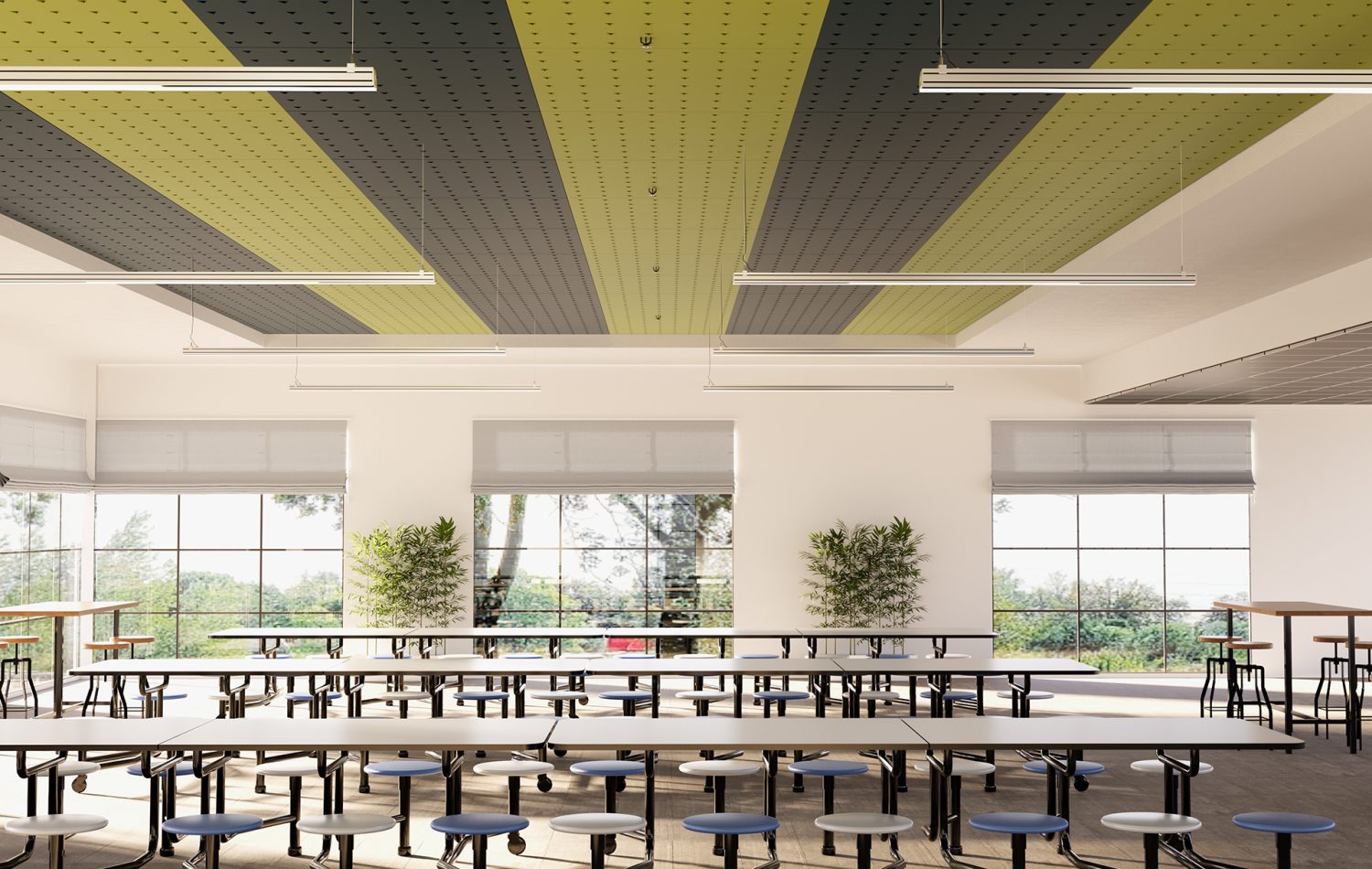 Pixel, Triangle Ceiling Panels | Denim, Wasabi | Premier Collection