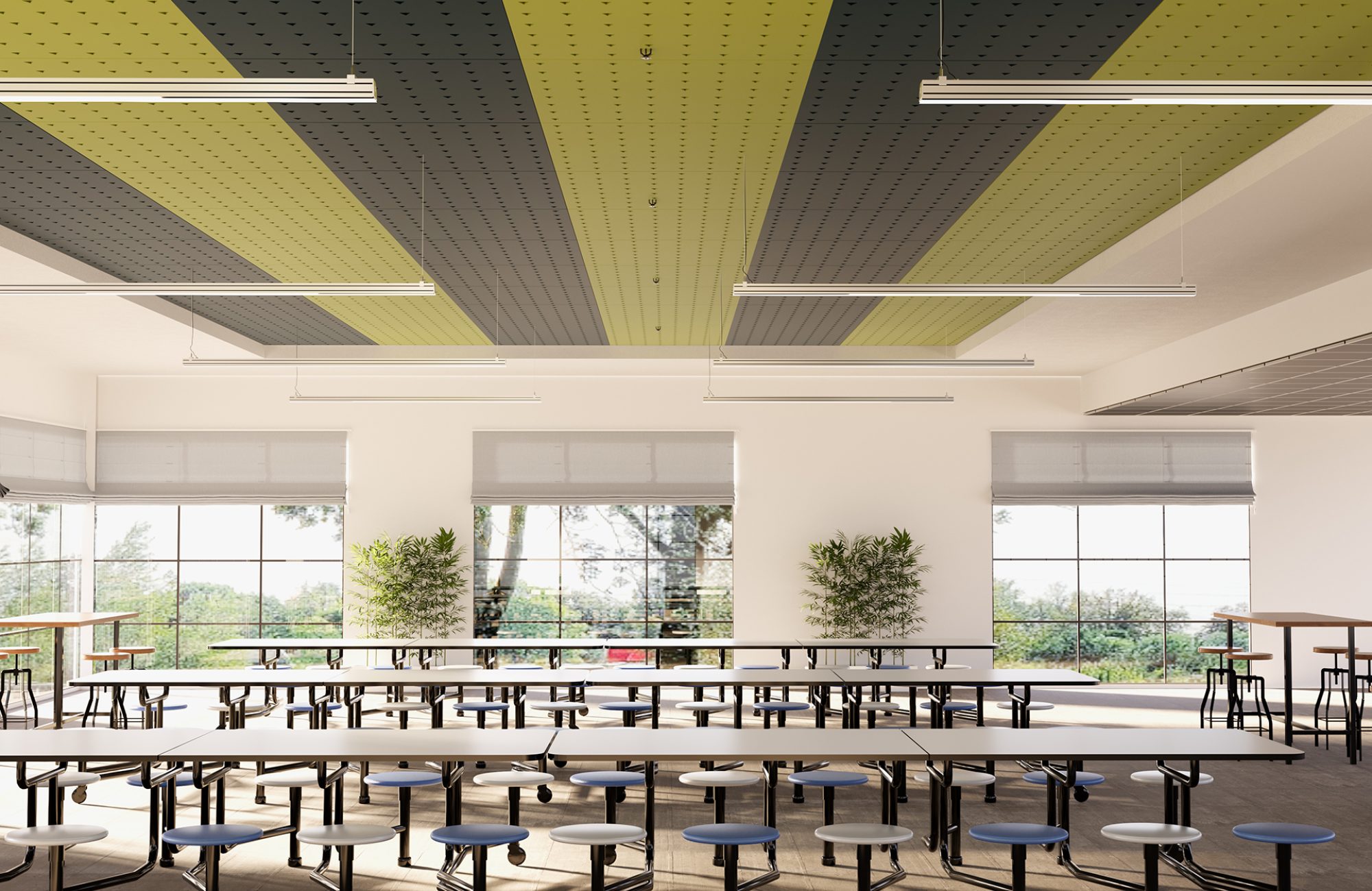 Pixel, Triangle Ceiling Panels | Denim, Wasabi | Premier Collection