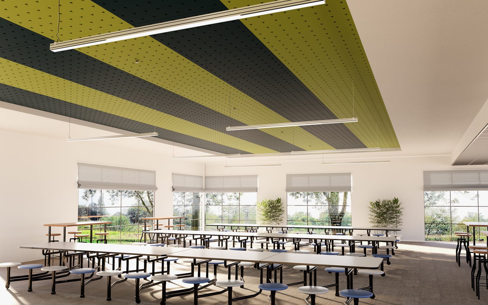Pixel, Triangle Ceiling Panels | Denim, Wasabi | Premier Collection