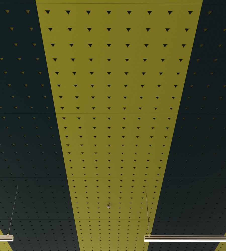 Pixel, Triangle Ceiling Panels | Denim, Wasabi | Premier Collection