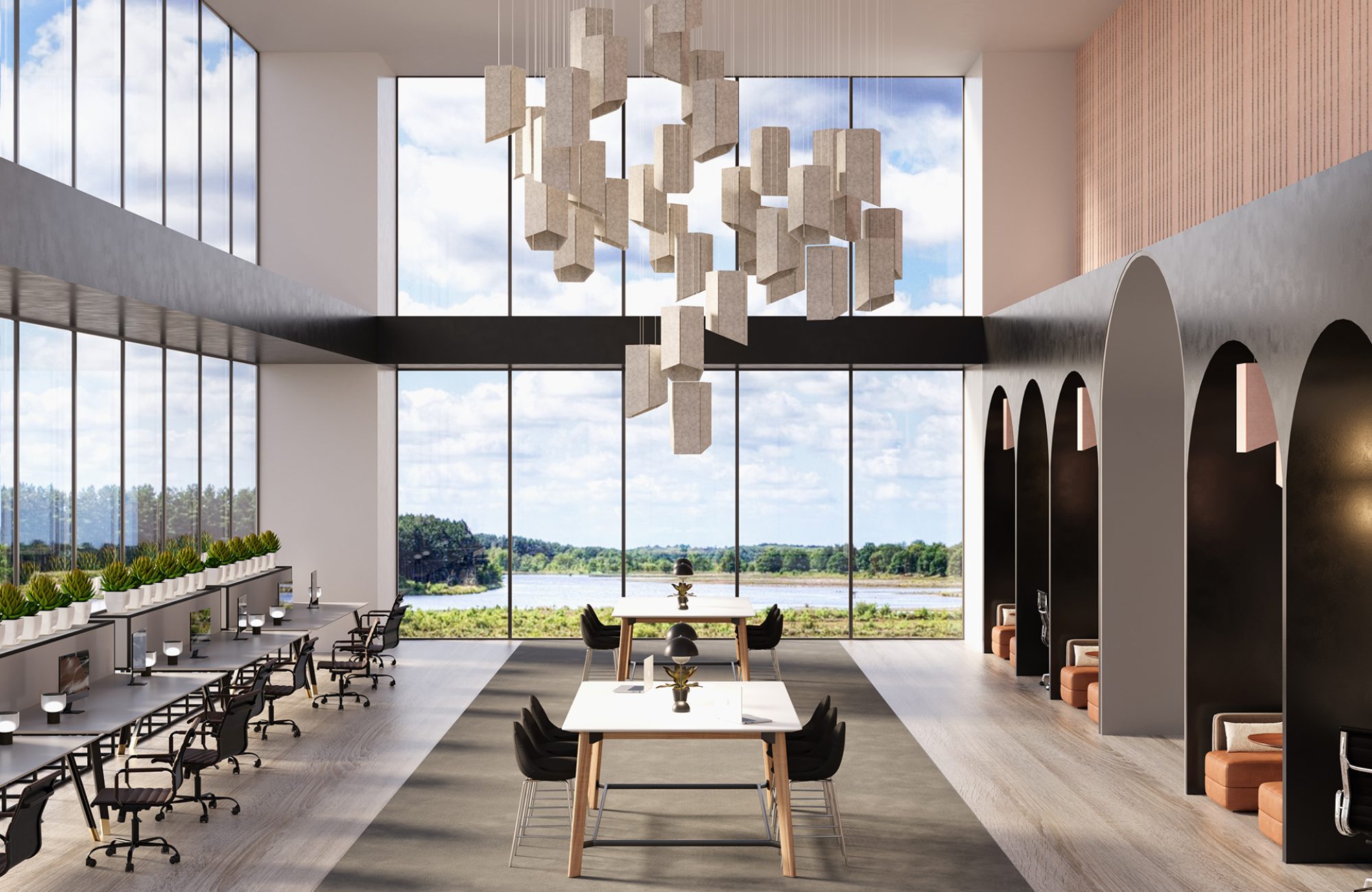 Pendant, Pentagon Ceiling Clouds | Milkyway | Premier Collection