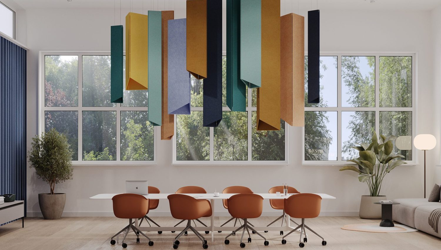 Pendant, Triangle Ceiling Clouds | Popcorn, Turmeric, Carrot, Peach, Periwinkle, Granite, Peacock, Sea Salt | Premier Collection
