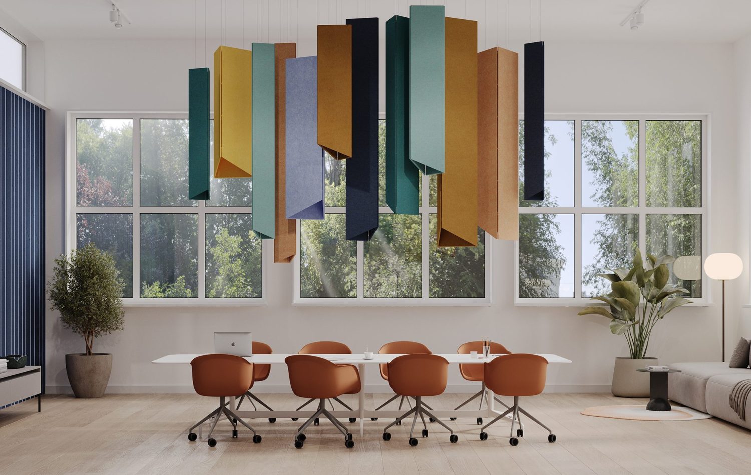 Pendant, Triangle Ceiling Clouds | Popcorn, Turmeric, Carrot, Peach, Periwinkle, Granite, Peacock, Sea Salt | Premier Collection