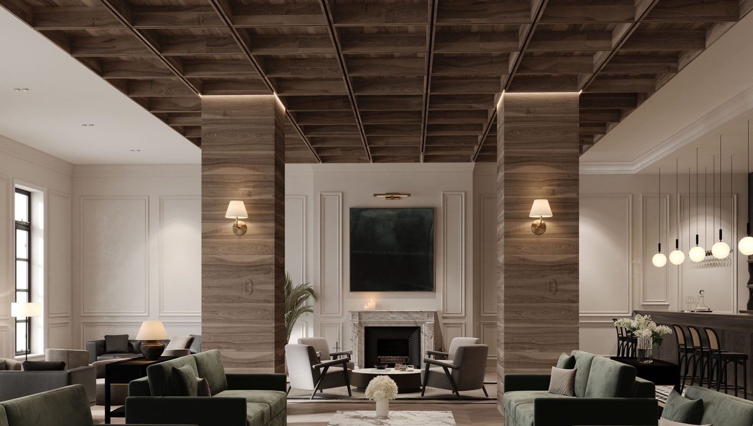 Recess, Waffle Ceiling Frames | Black Walnut | WoodGrain Collection