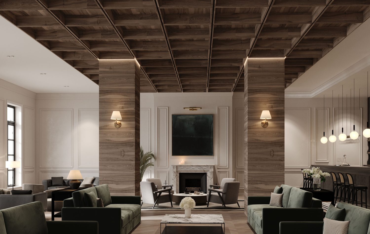 Recess, Waffle Ceiling Frames | Black Walnut | WoodGrain Collection