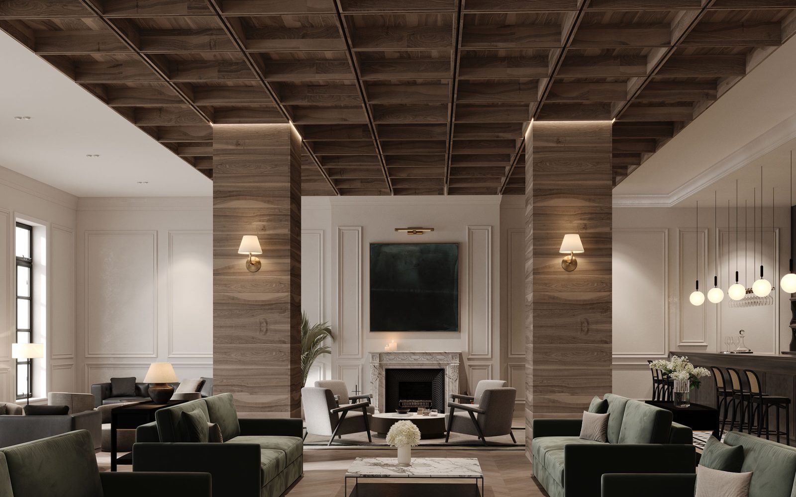 Recess, Waffle Ceiling Frames | Black Walnut | WoodGrain Collection