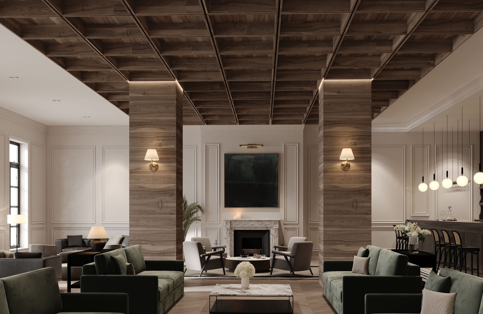 Recess, Waffle Ceiling Frames | Black Walnut | WoodGrain Collection