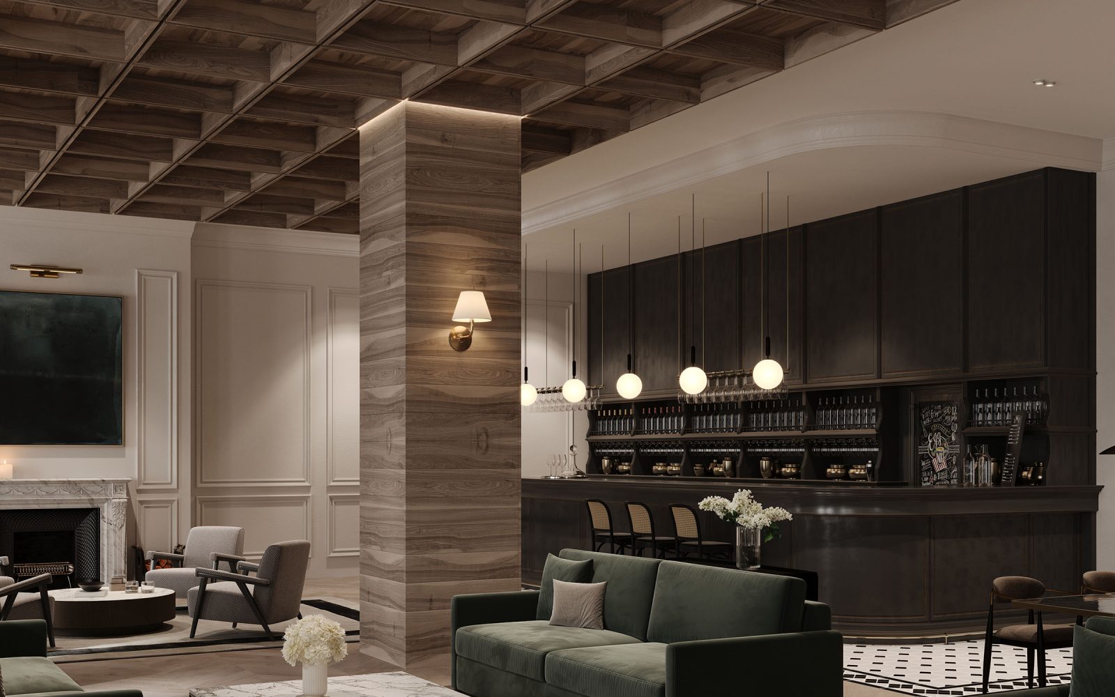 Recess, Waffle Ceiling Frames | Black Walnut | WoodGrain Collection