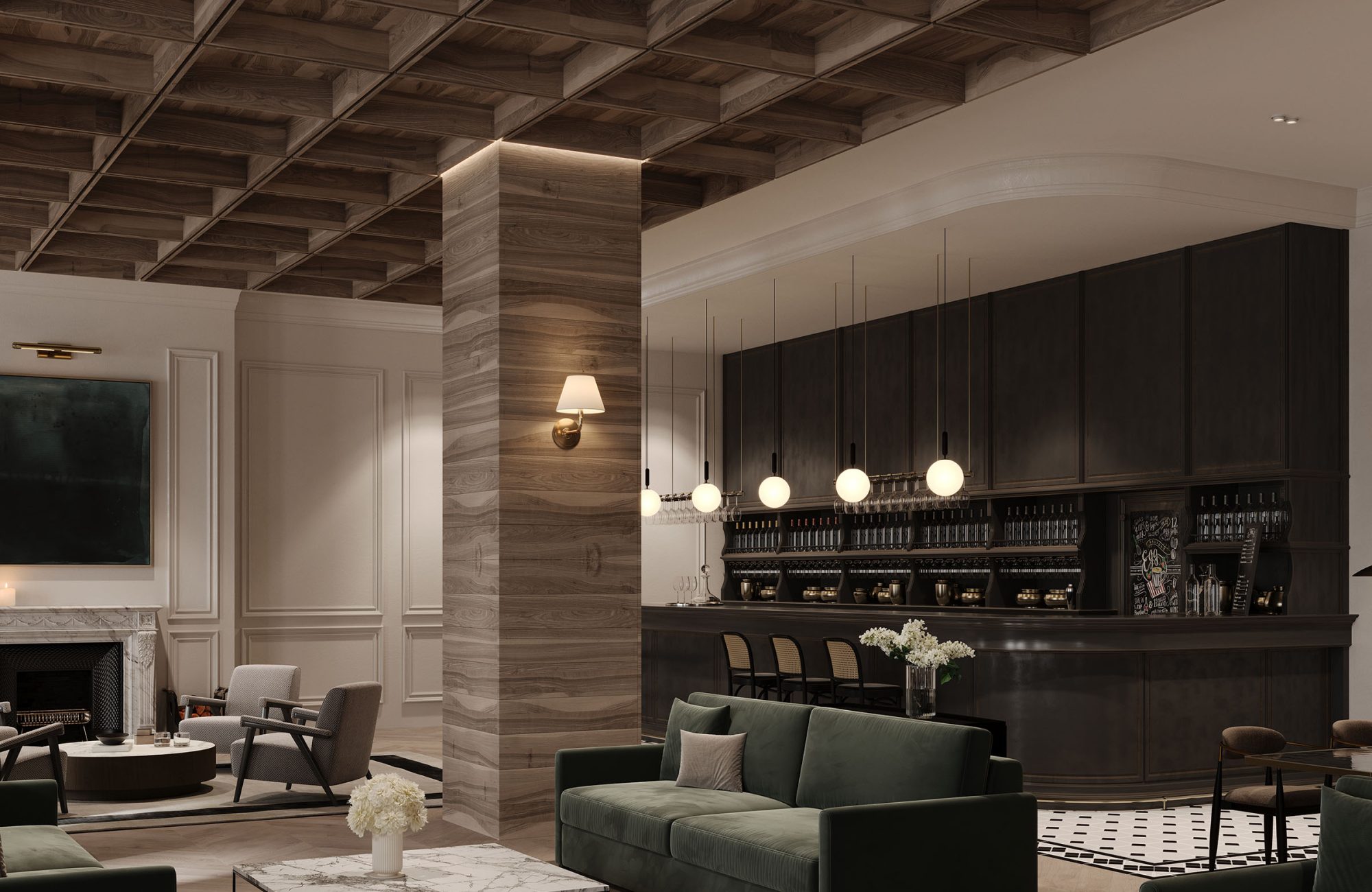 Recess, Waffle Ceiling Frames | Black Walnut | WoodGrain Collection