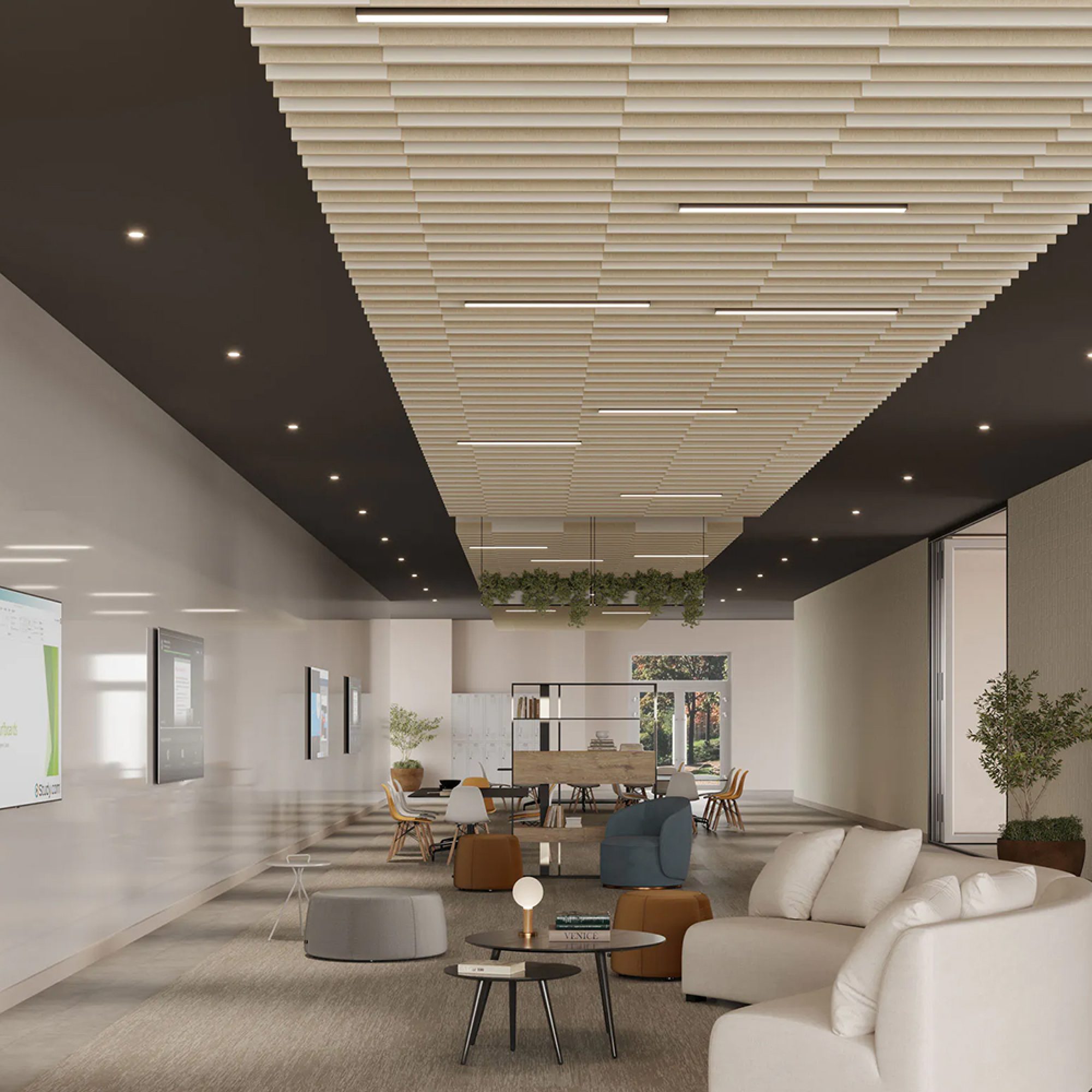 Acoufelt_Groove-Ceiling-Baffle_Pearl-White
