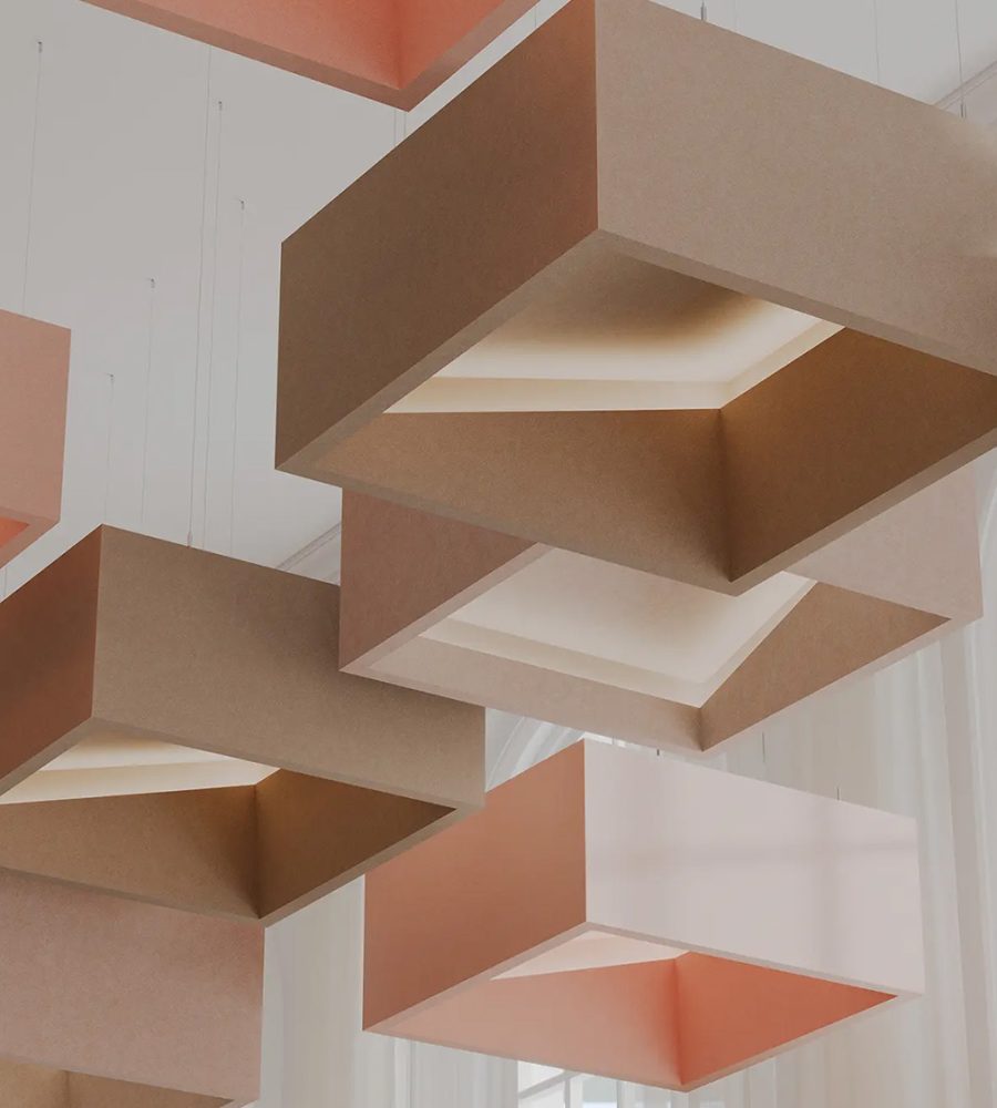 Blox, Angled Ceiling Clouds | Valentine, Quartz, Umber | Premier Collection