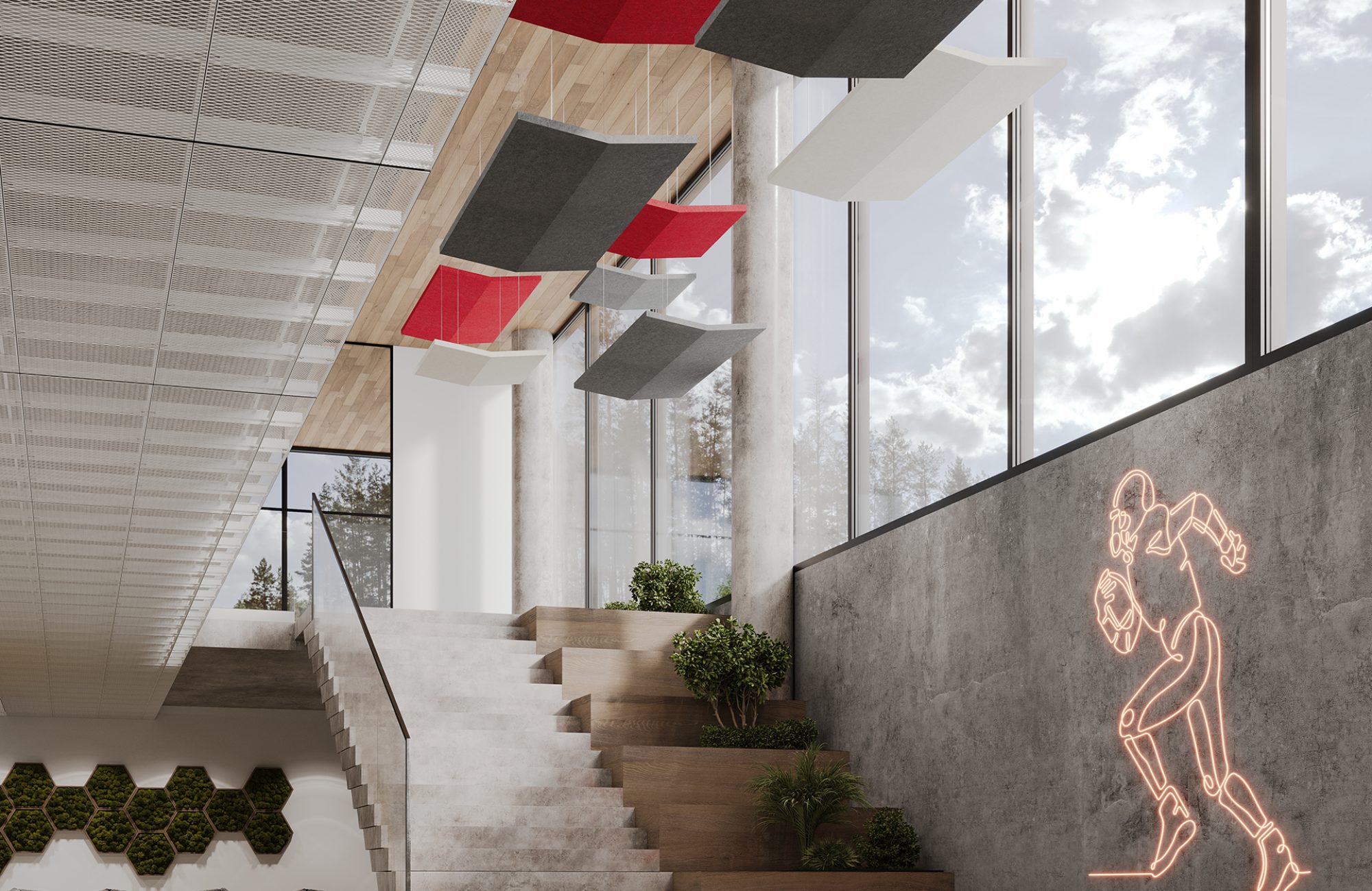 Rooftop, Butterfly Ceiling Clouds | Currant, Almond, Slate | Premier Collection