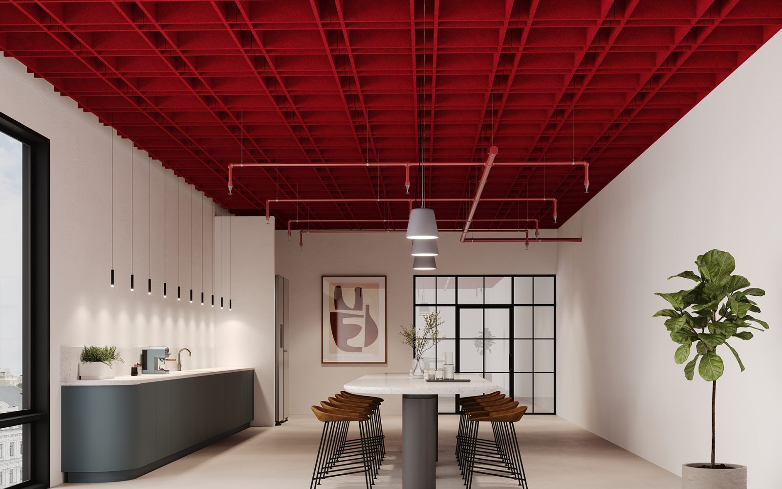 Woven, Gingham Ceiling Frames | Currant | Premier Collection
