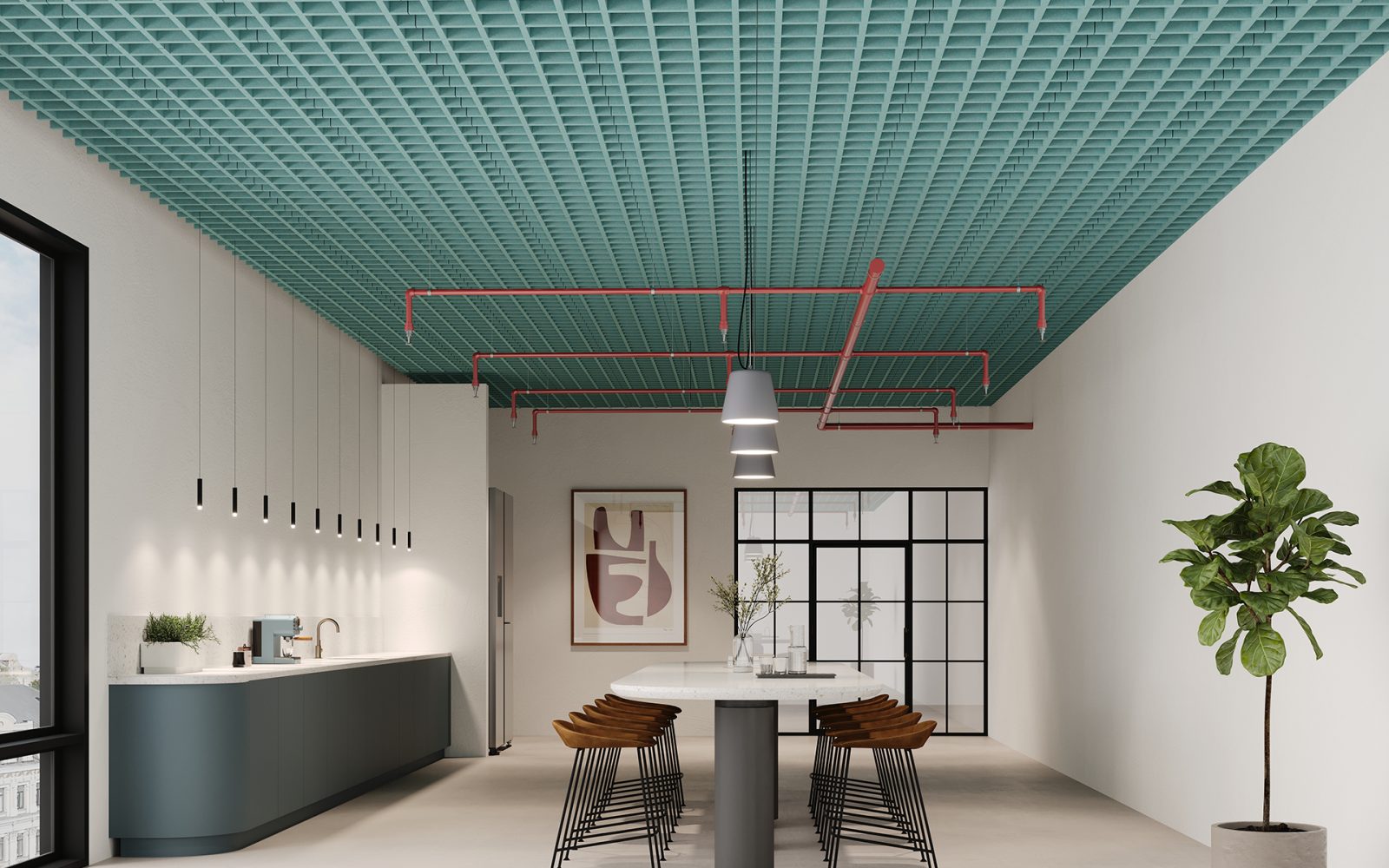 Woven, Pincheck Ceiling Frames | Sea Salt | Premier Collection