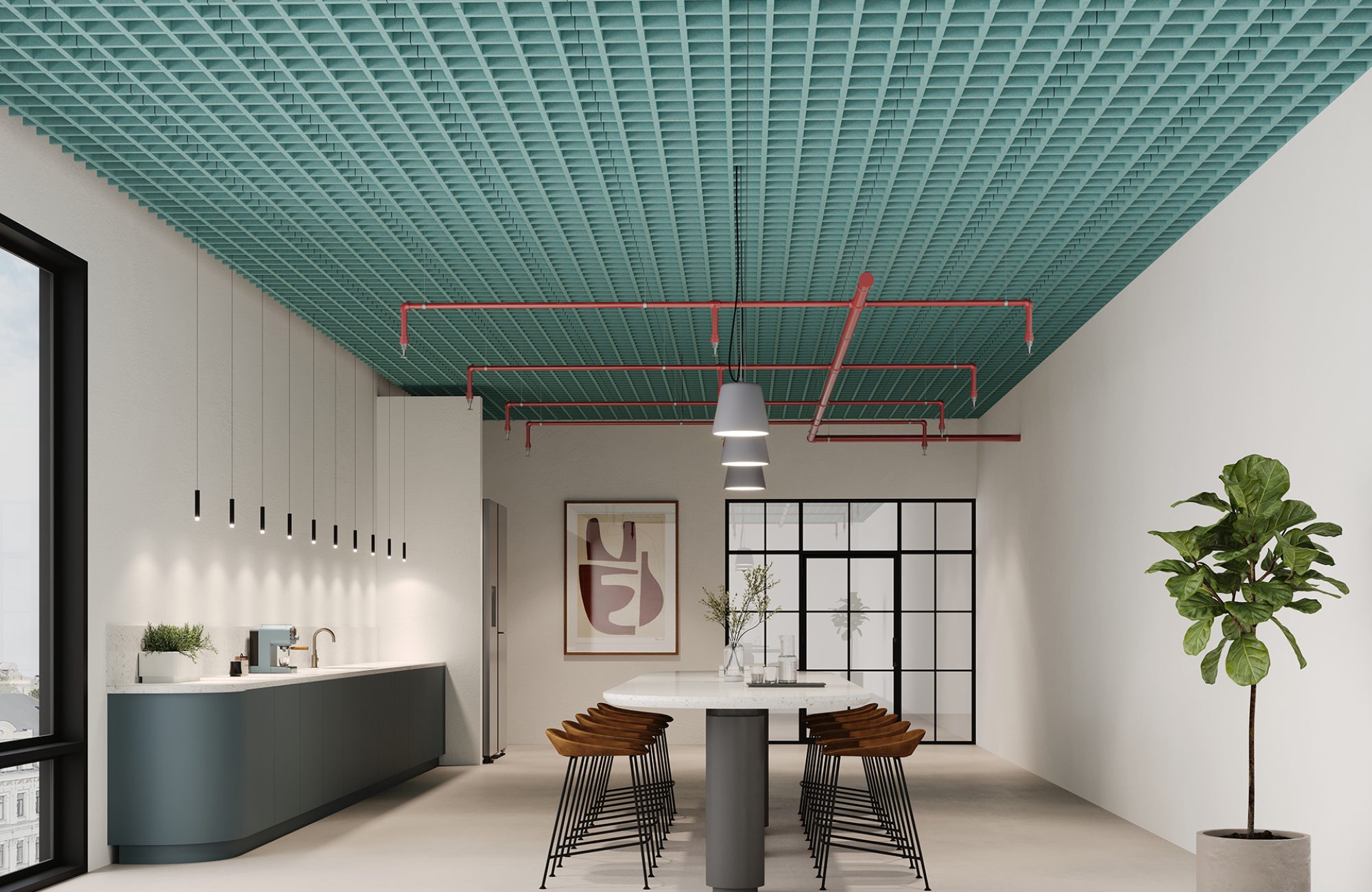 Woven, Pincheck Ceiling Frames | Sea Salt | Premier Collection
