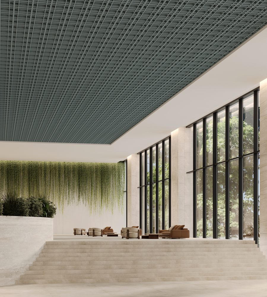 Woven, Tartan Ceiling Frames | Stonewash | Premier Collection