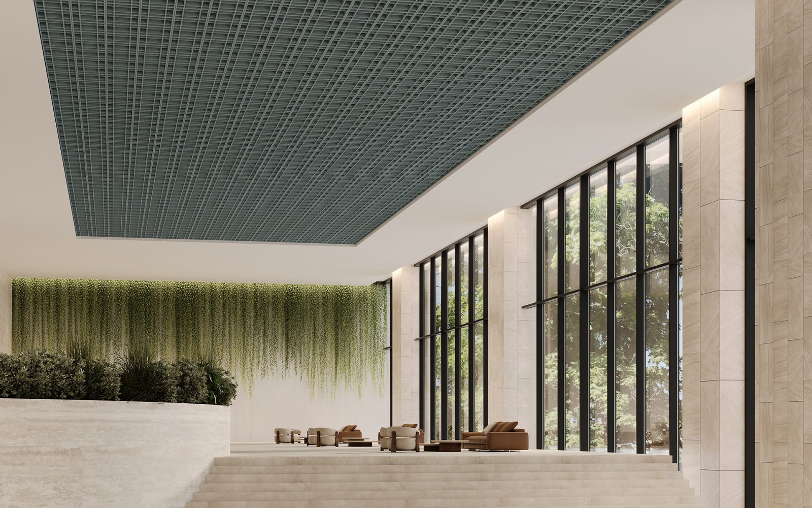 Woven, Tartan Ceiling Frames | Stonewash | Premier Collection