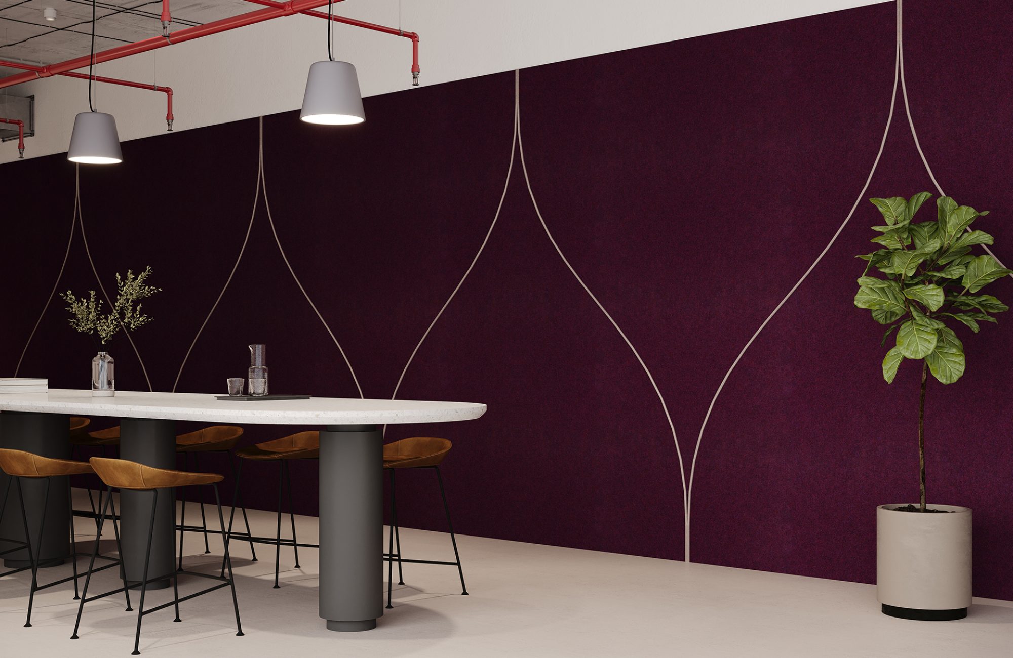 Spine Wall Panels, Tulip B | Shiraz, Amethyst | Premier Collection