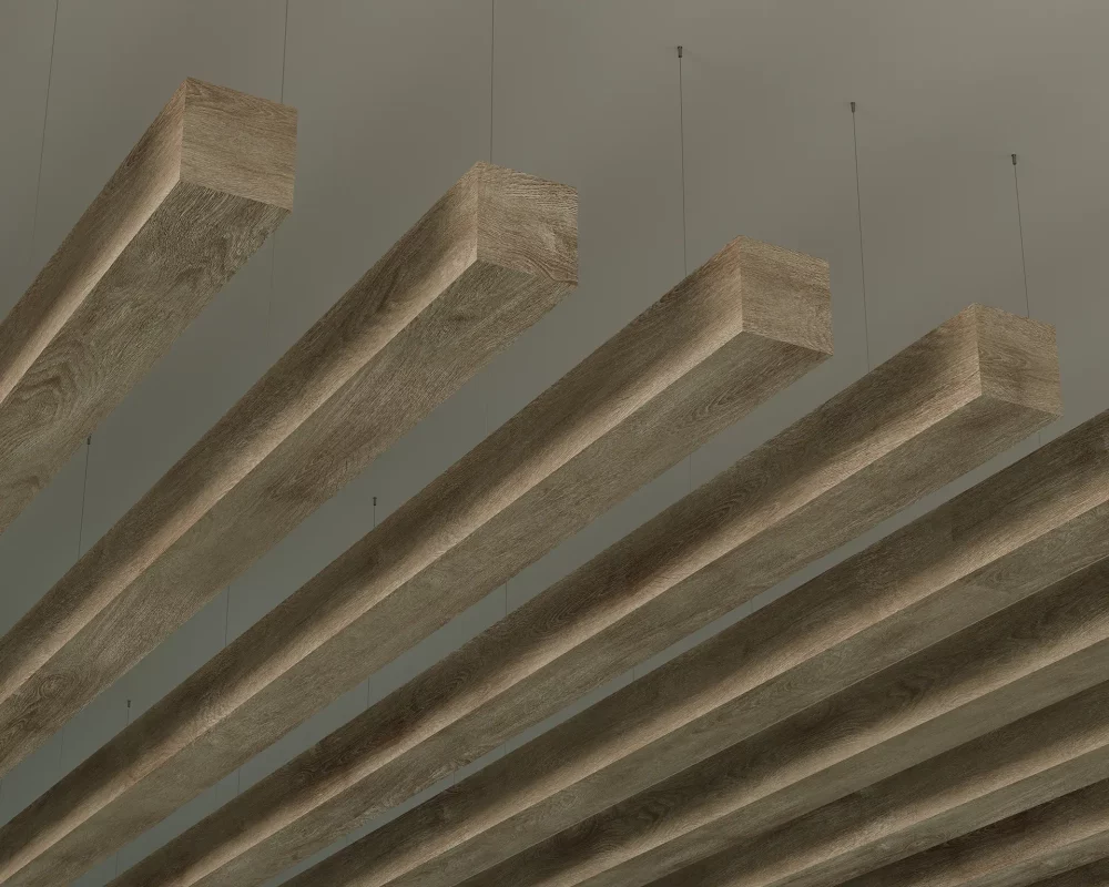 Beam Ceiling Baffles | French Bobbin | WoodGrain Collection
