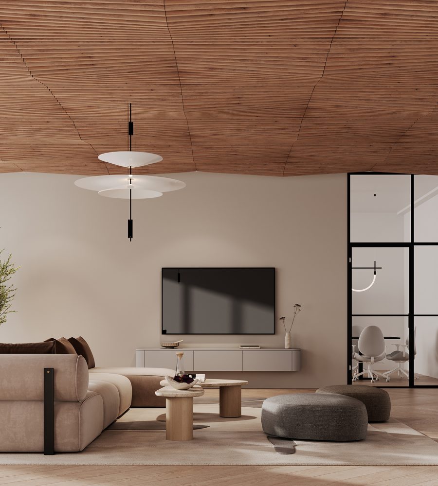 Rail, Lines Ceiling Frames | Fumed Oak | WoodGrain Collection