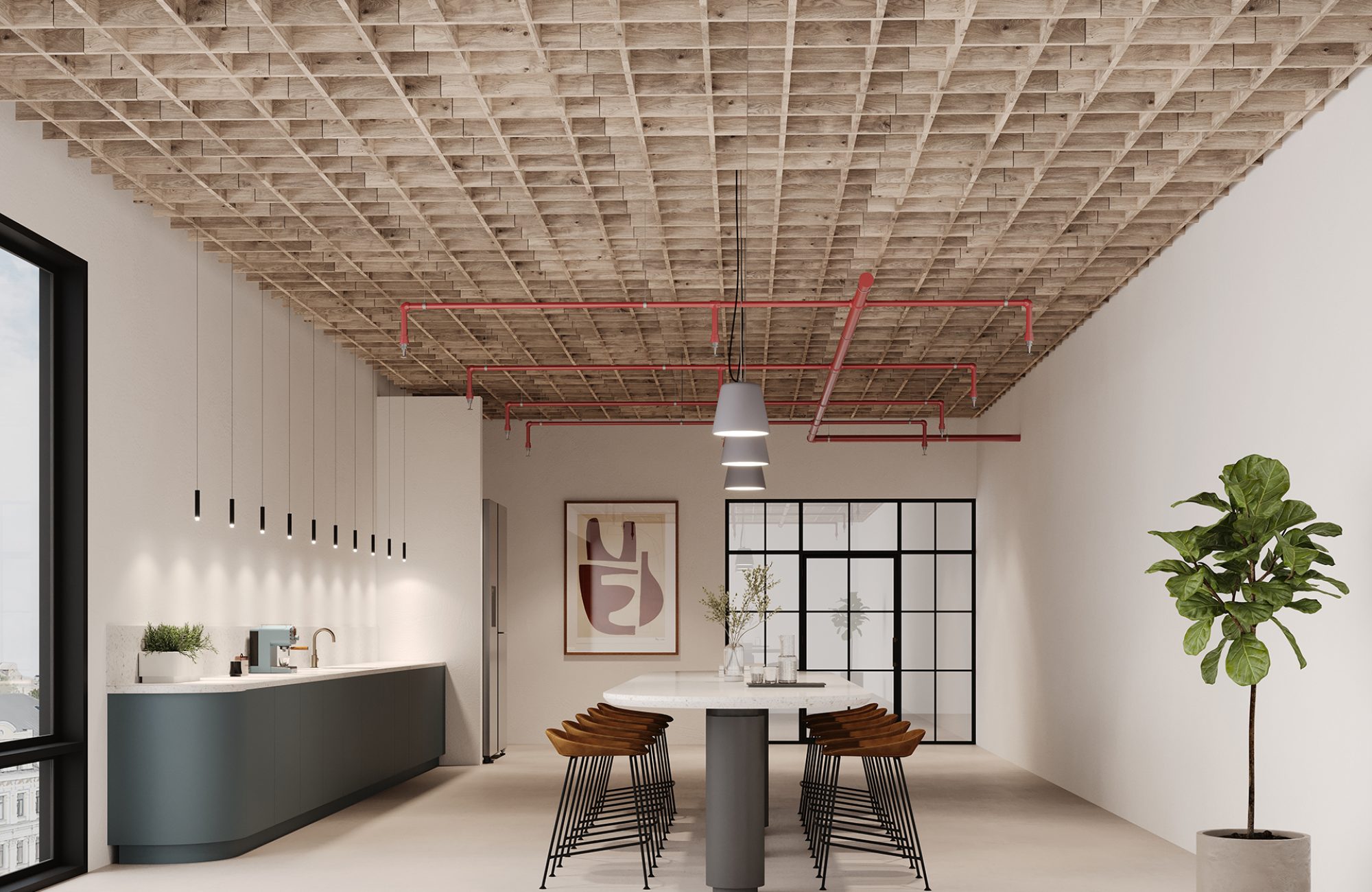 Woven, Buffalo Ceiling Frames | French Bobbin | WoodGrain Collection