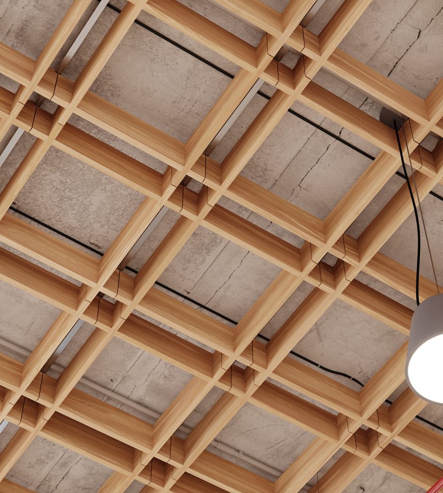 Woven, Gingham Ceiling Frames | European Larch | WoodGrain Collection