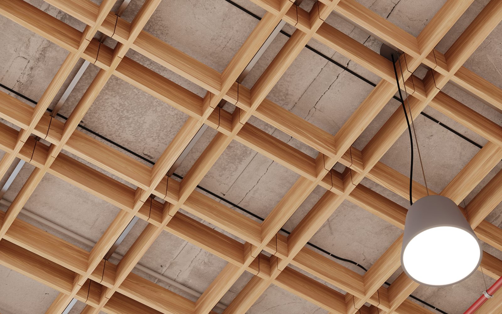 Woven, Gingham Ceiling Frames | European Larch | WoodGrain Collection