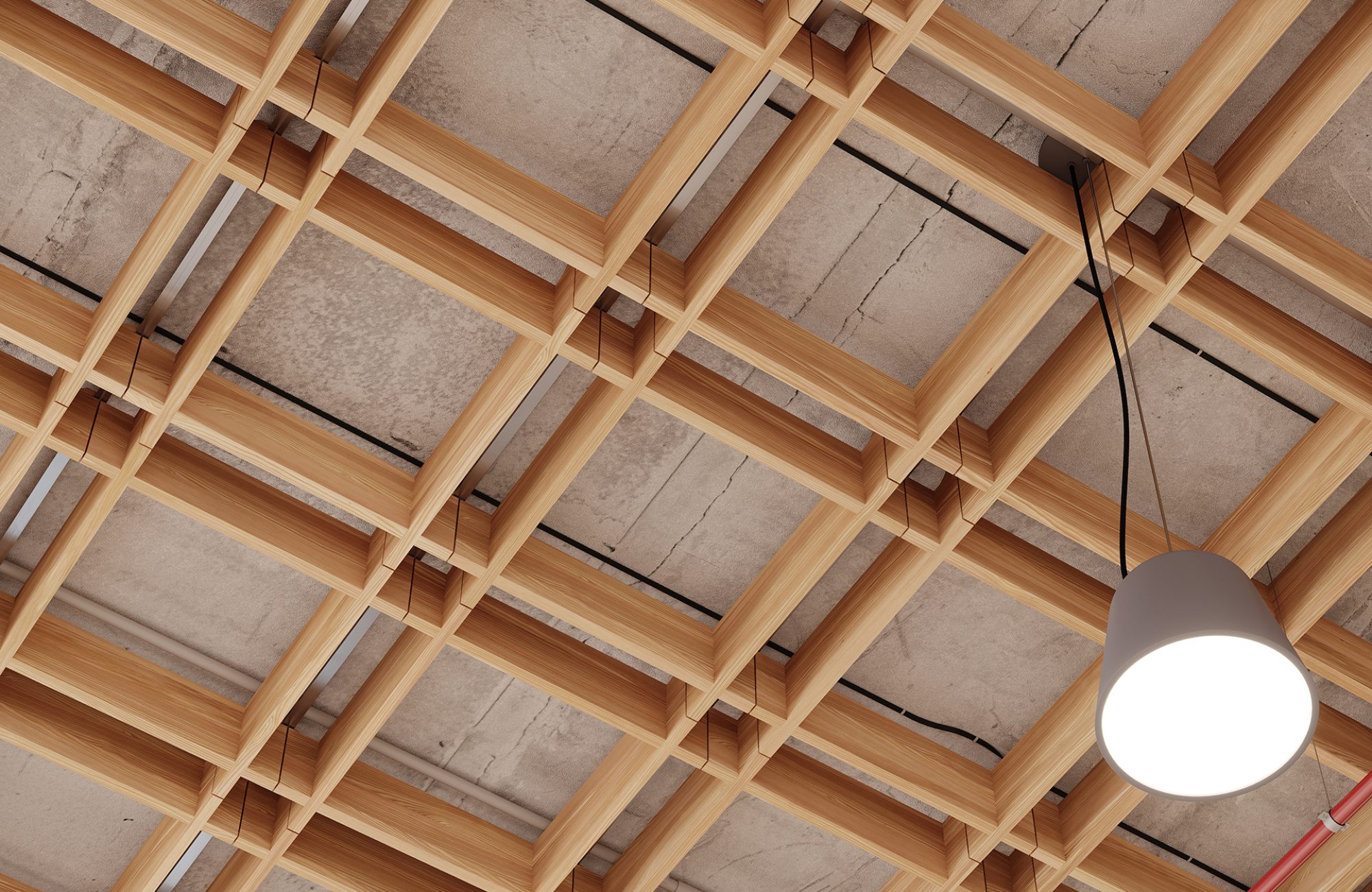 Woven, Gingham Ceiling Frames | European Larch | WoodGrain Collection