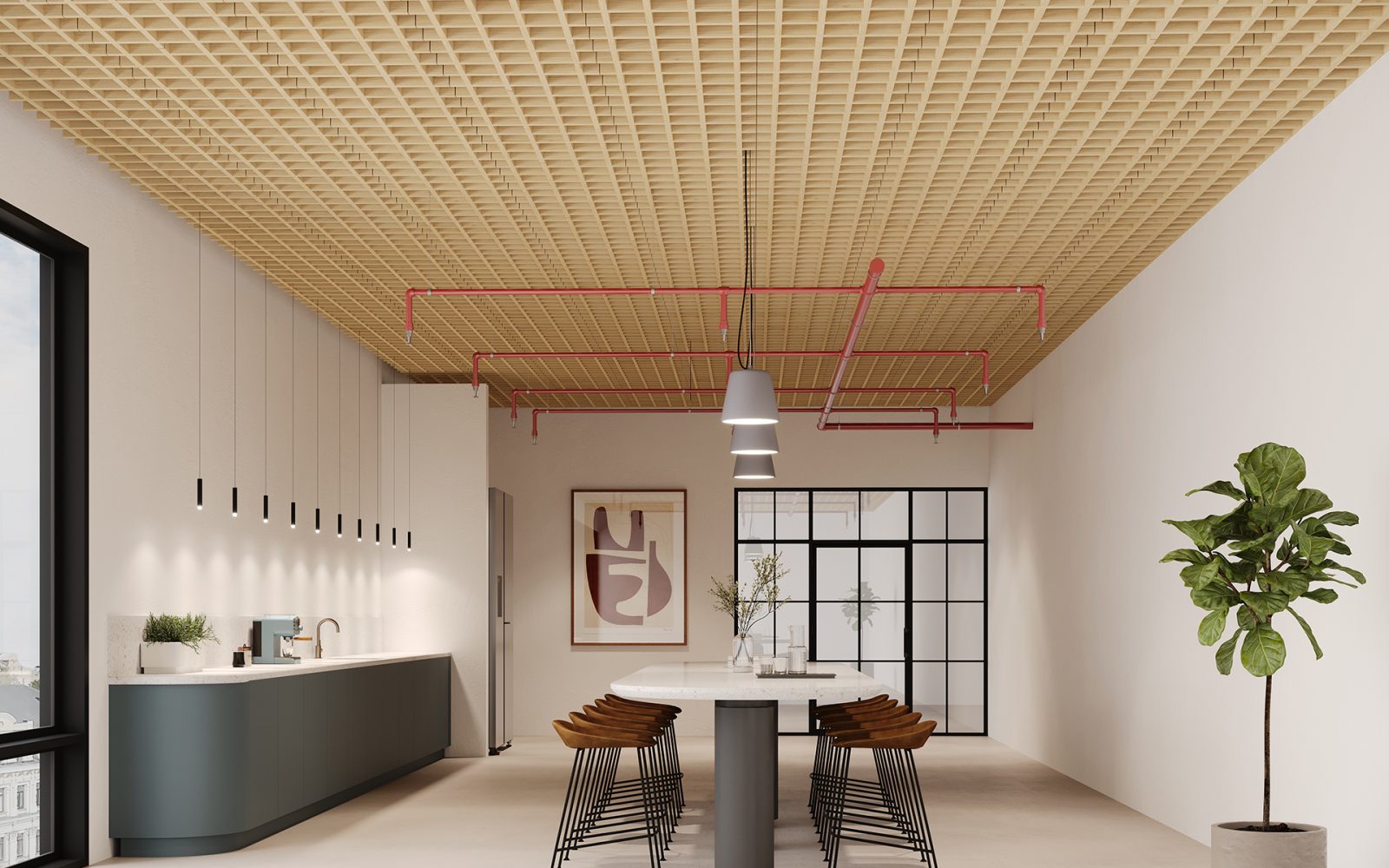 Woven, Pincheck Ceiling Frames | Natural Oak | WoodGrain Collection