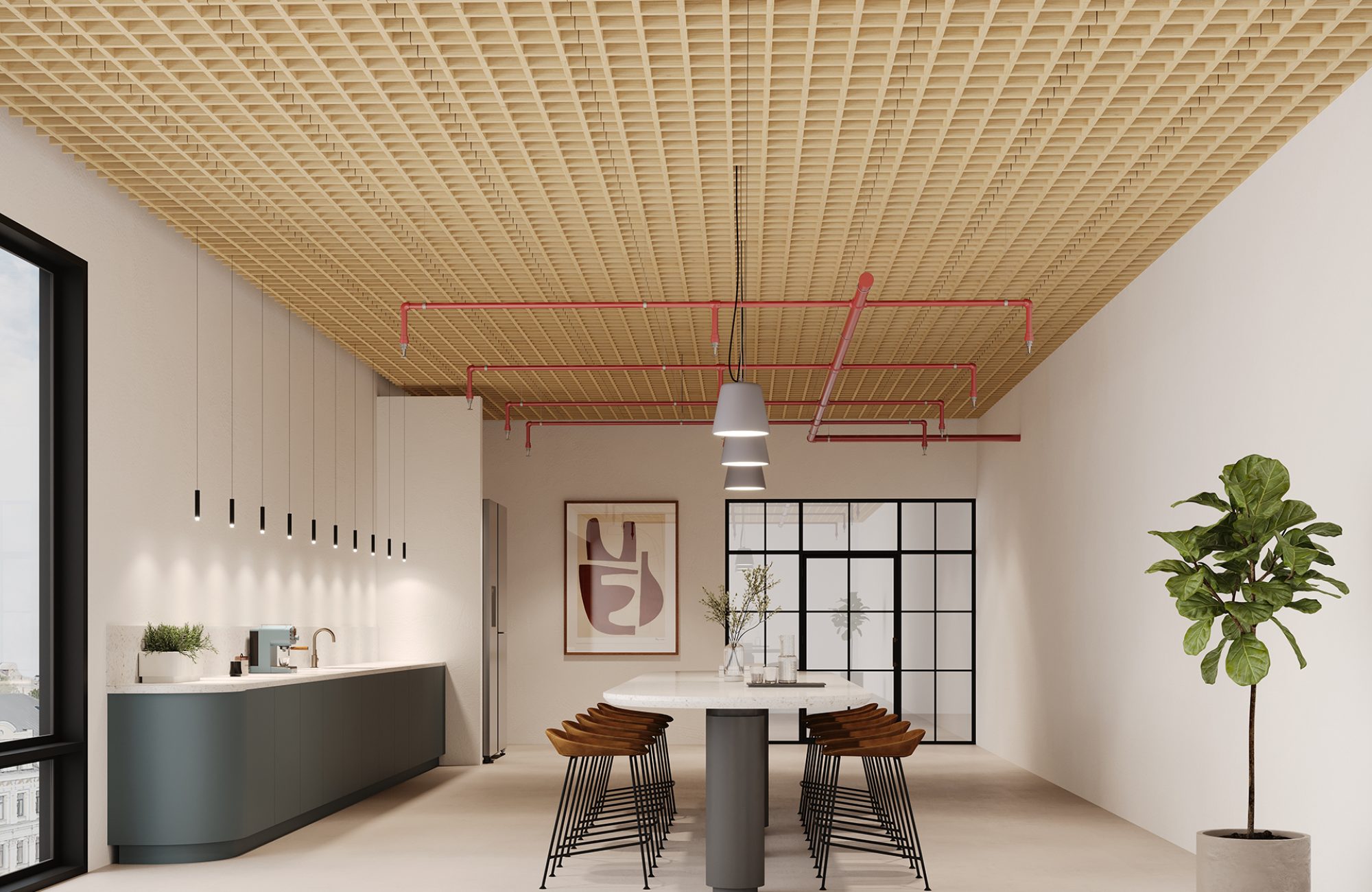Woven, Pincheck Ceiling Frames | Natural Oak | WoodGrain Collection