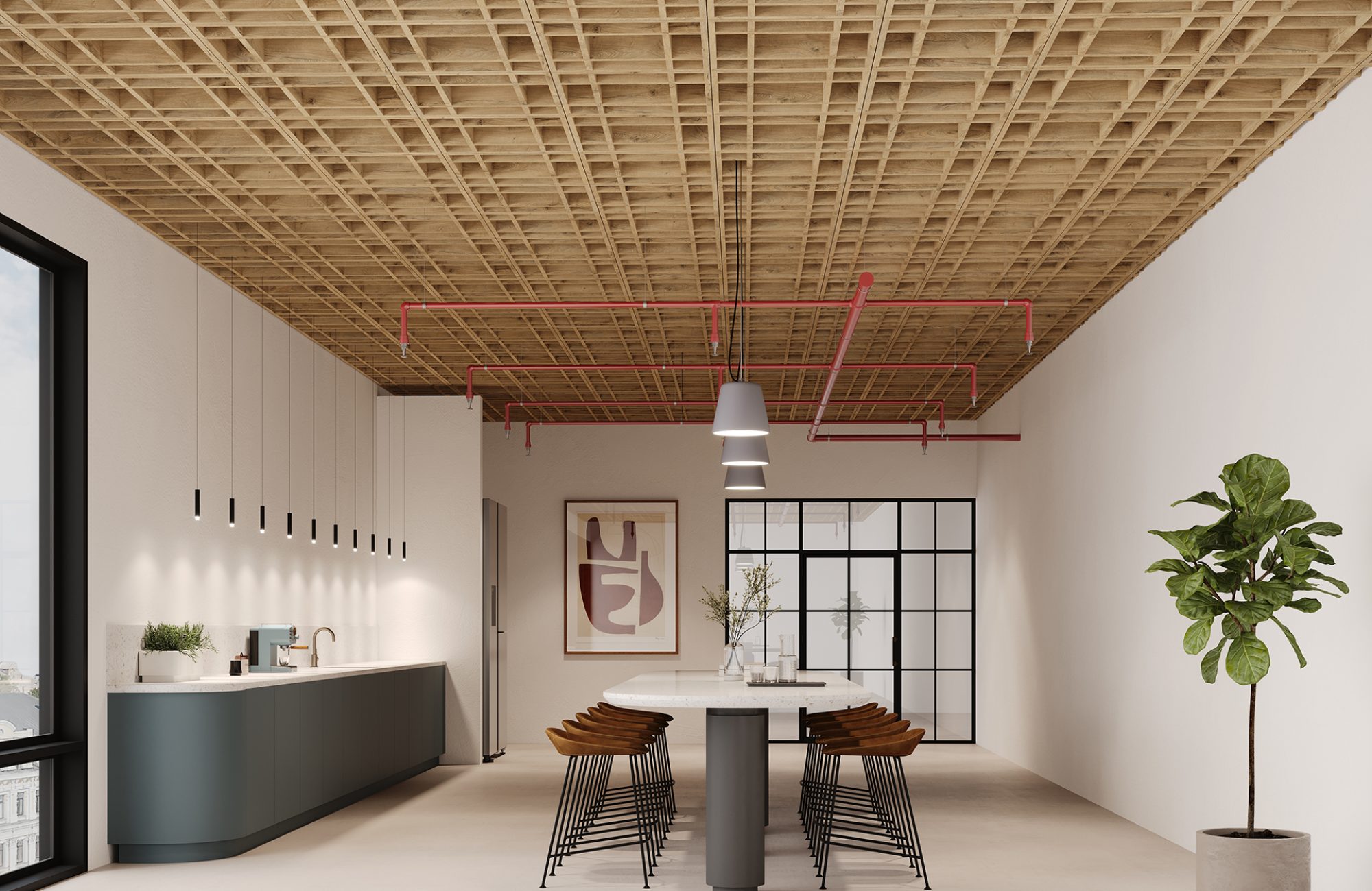 Woven, Tartan Ceiling Frame | Boardwalk | WoodGrain Collection